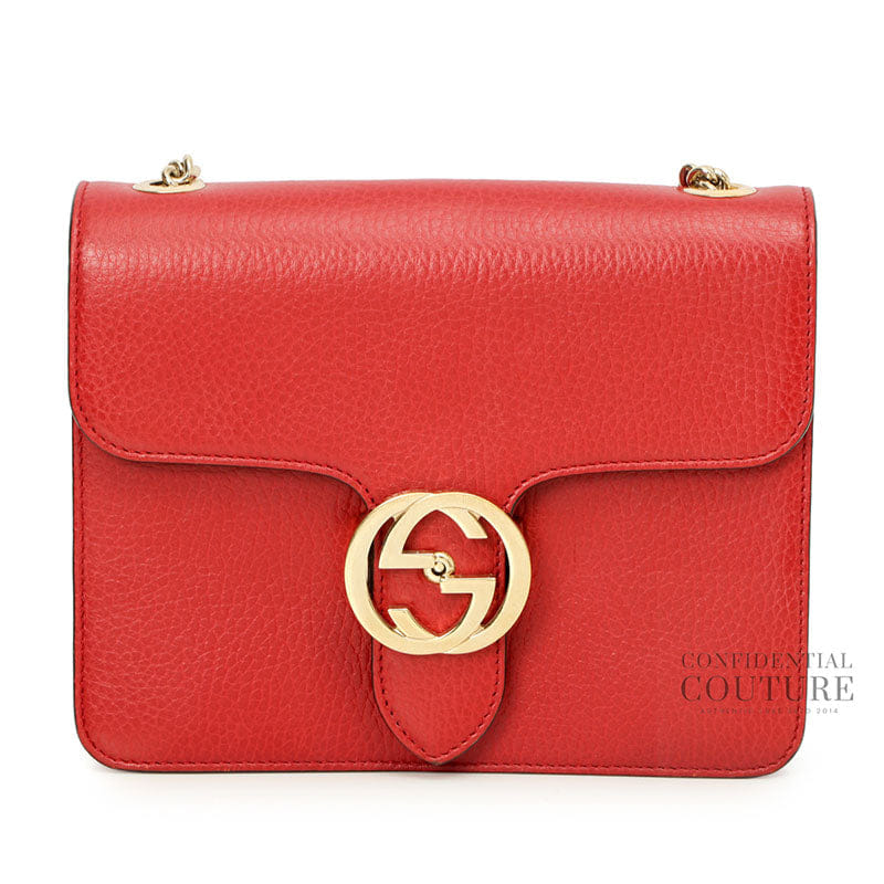 Gucci Dollar Interlocking G Red Leather Crossbody Bag