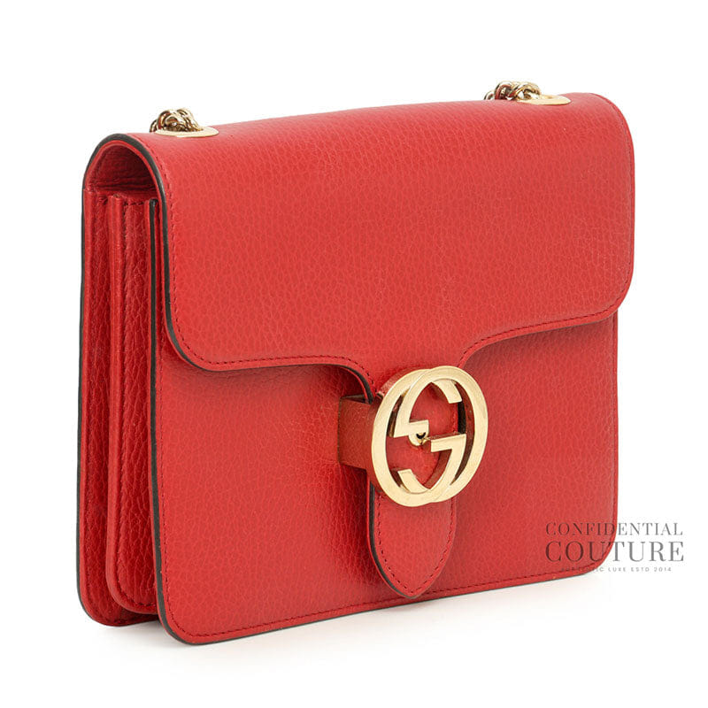Gucci Dollar Interlocking G Red Leather Crossbody Bag