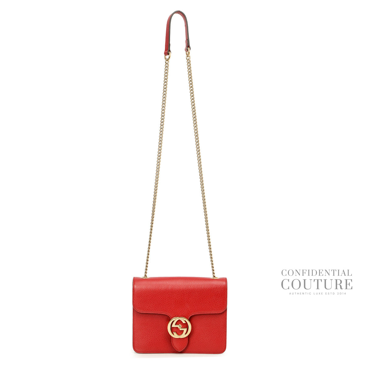 Gucci Dollar Interlocking G Red Leather Crossbody Bag