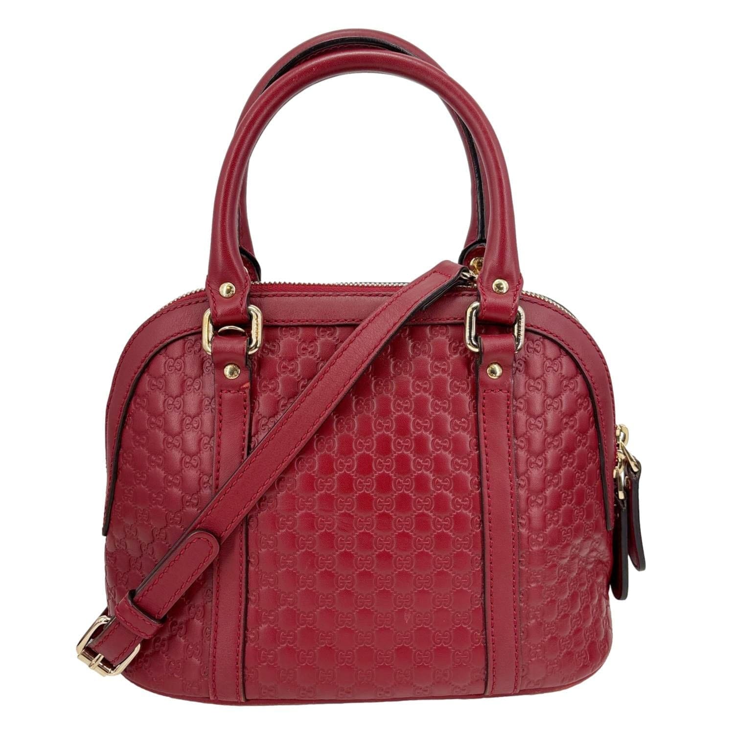 GUCCI Dome Mini Embossed Leather Crossbody Bag Red 449654