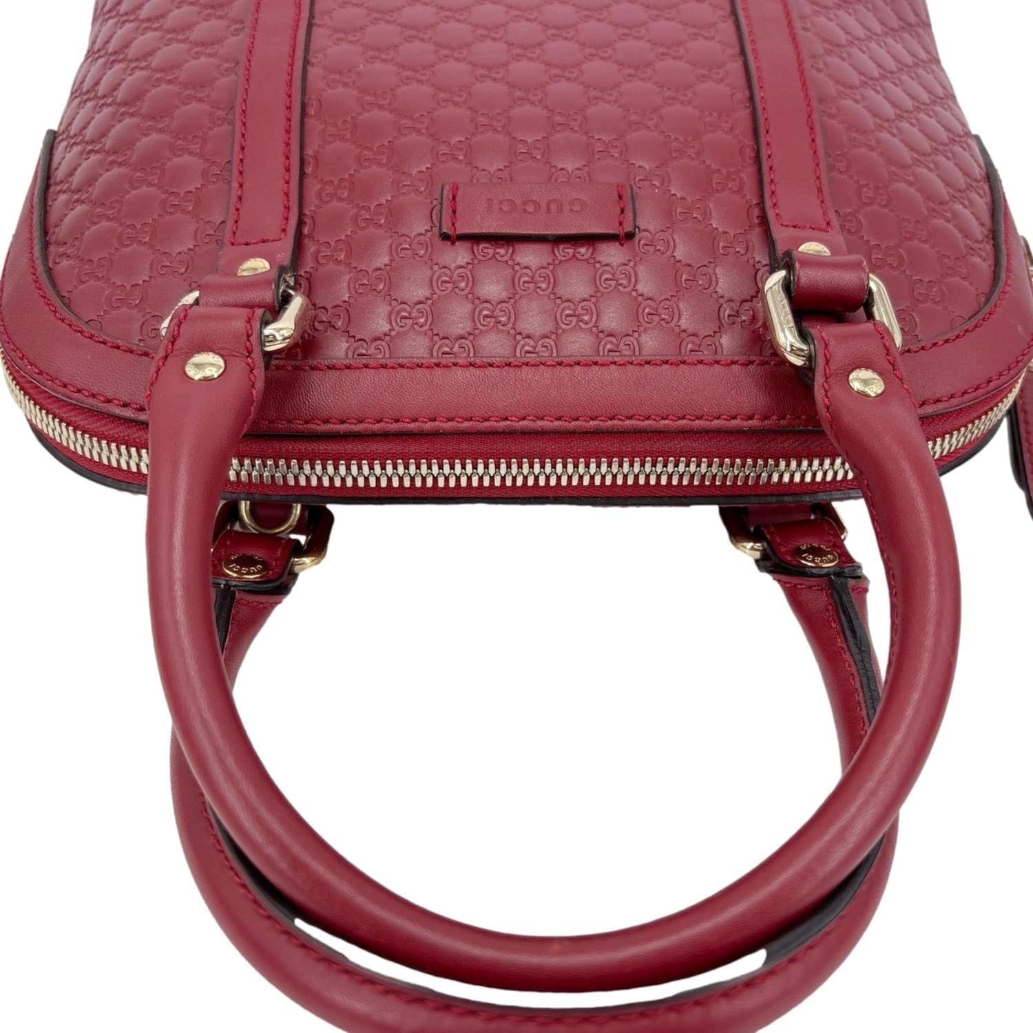 GUCCI Dome Mini Embossed Leather Crossbody Bag Red 449654
