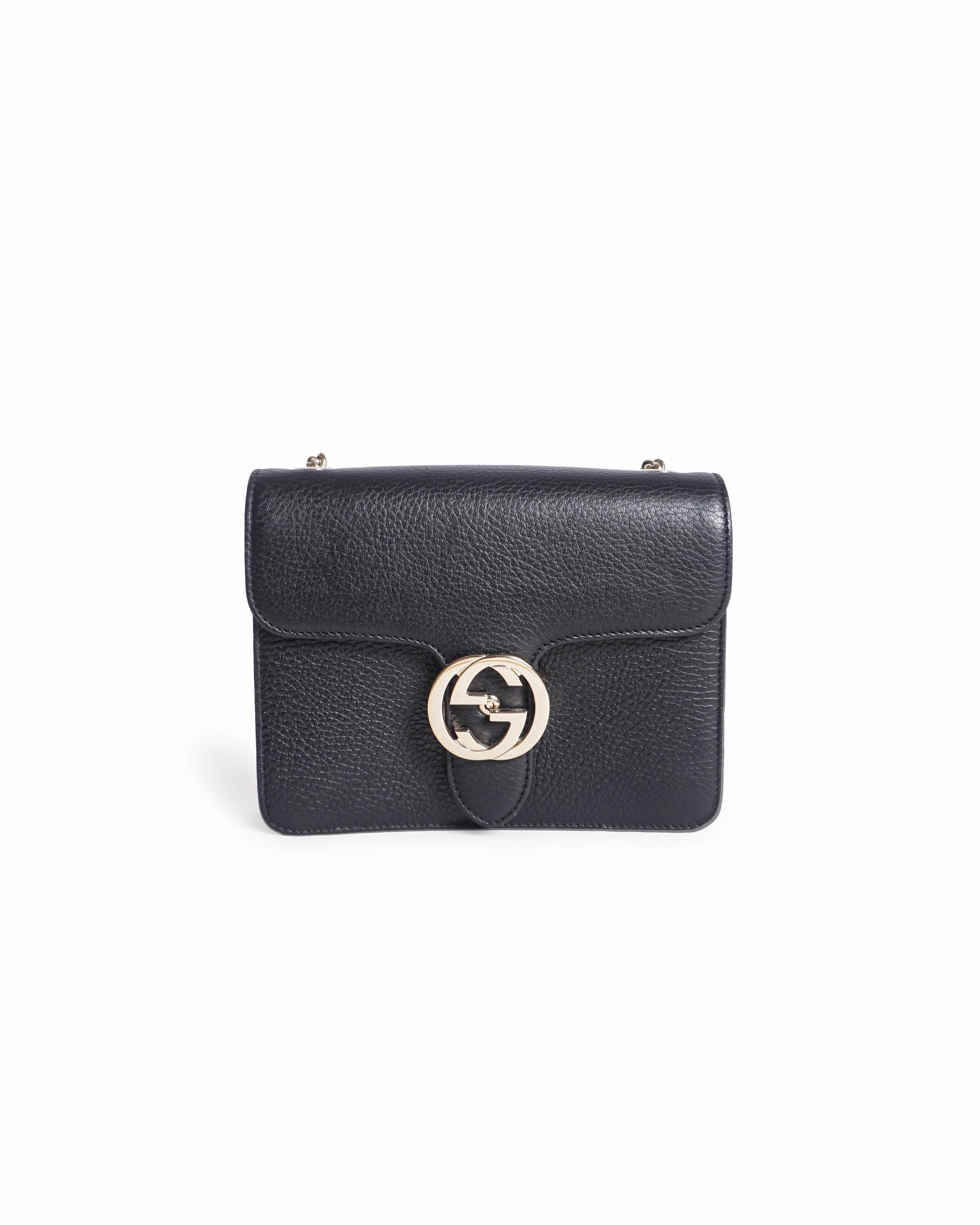 Gucci Black Dollar Interlocking GG Small Crossbody Bag