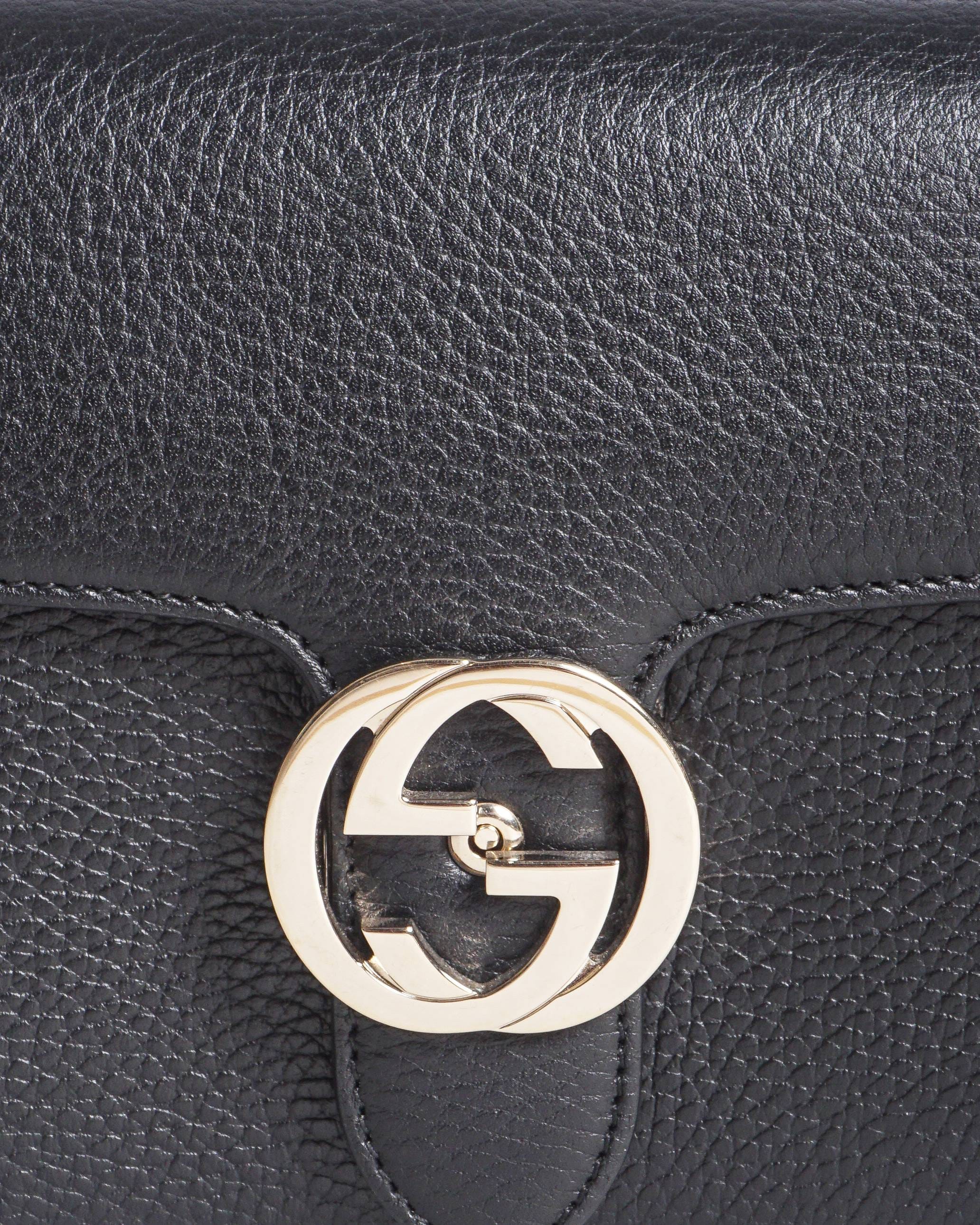 Gucci Black Dollar Interlocking GG Small Crossbody Bag