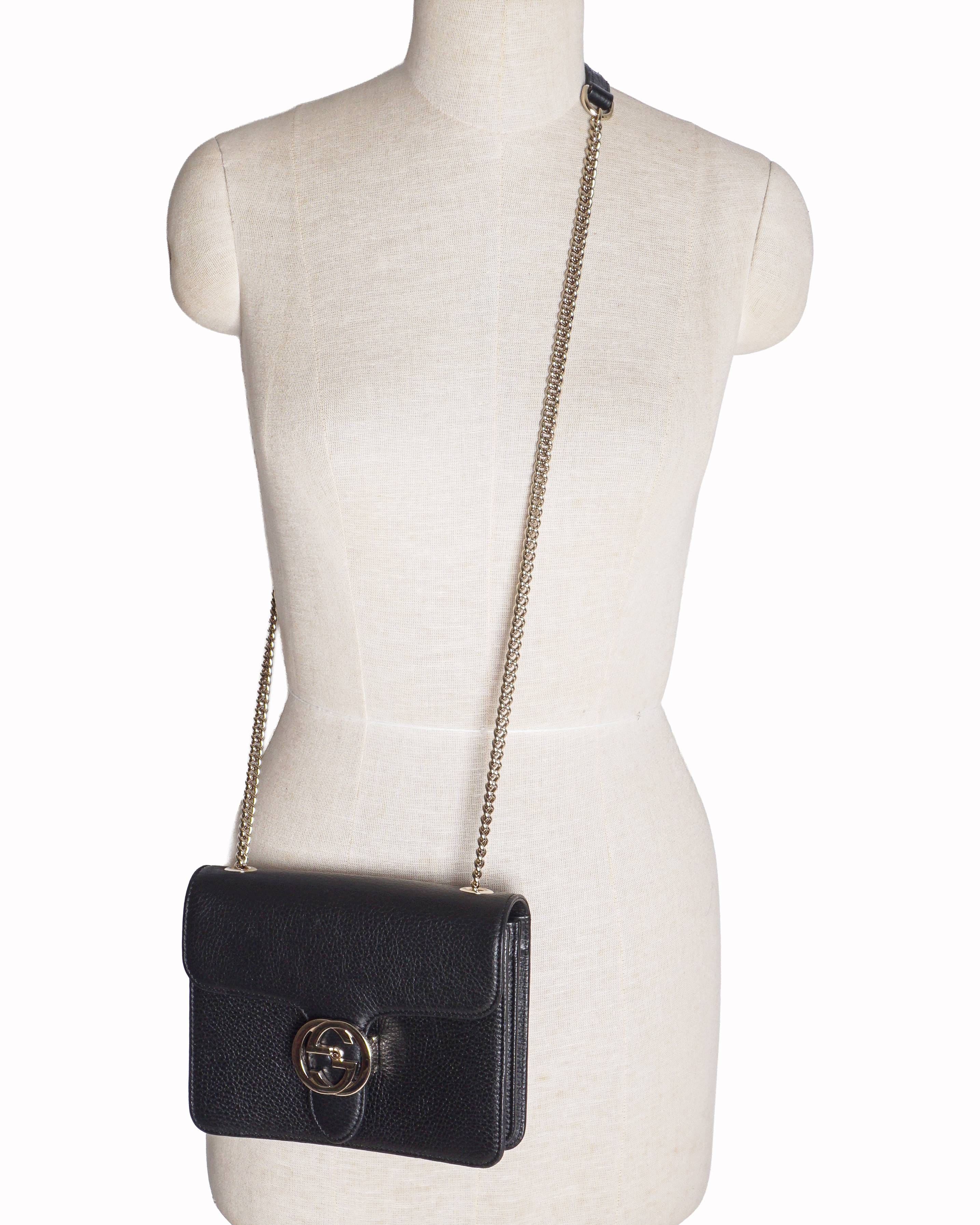 Gucci Black Dollar Interlocking GG Small Crossbody Bag