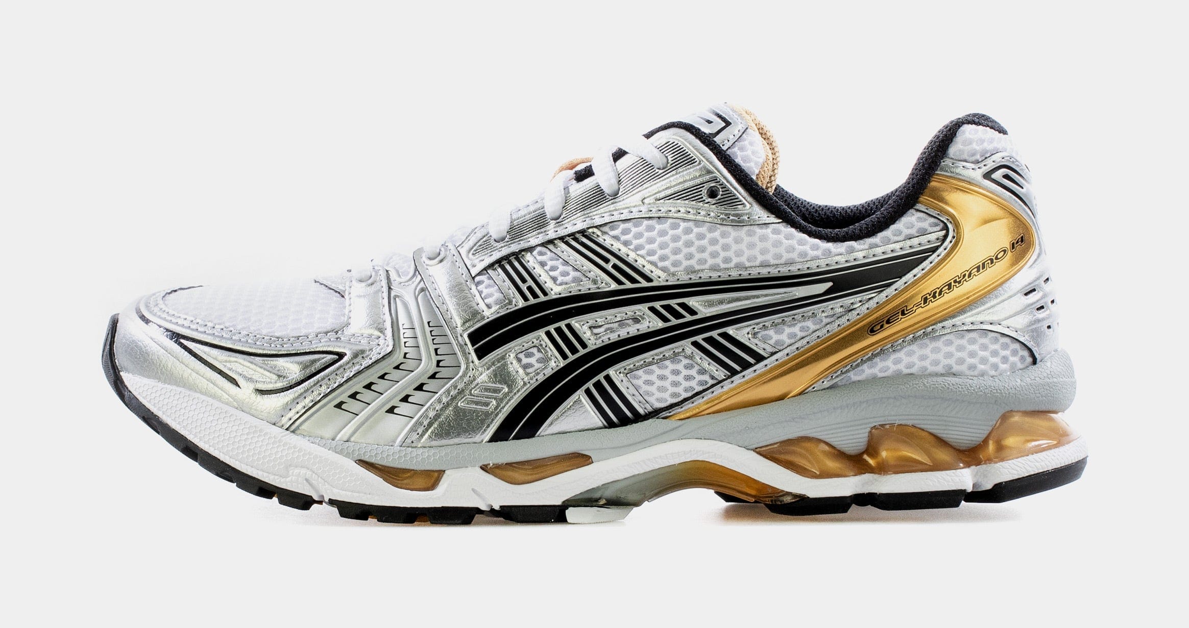 ASICS Gel Kayano 14 Mens Running Shoes (White/Pure Gold)