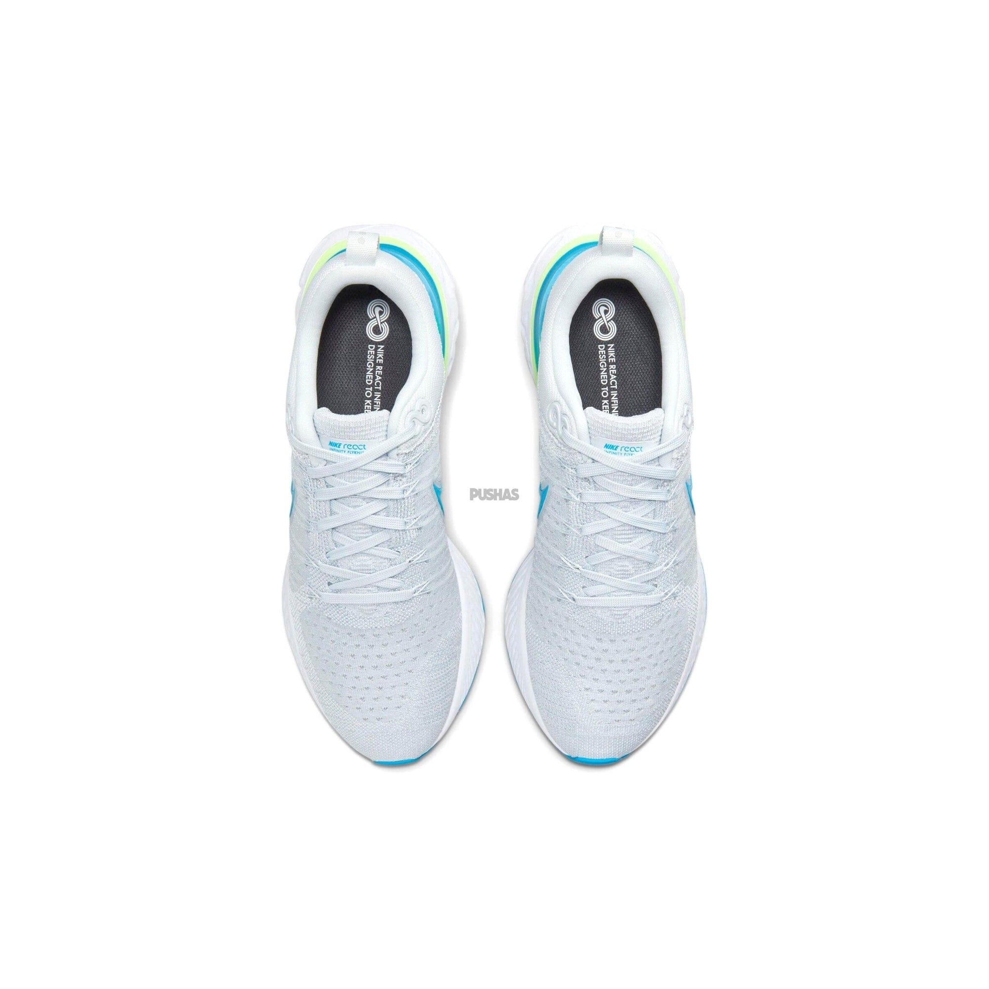 Nike React Infinity Run Flyknit 2 Pure Platinum Emerald Laser Blue (2021)