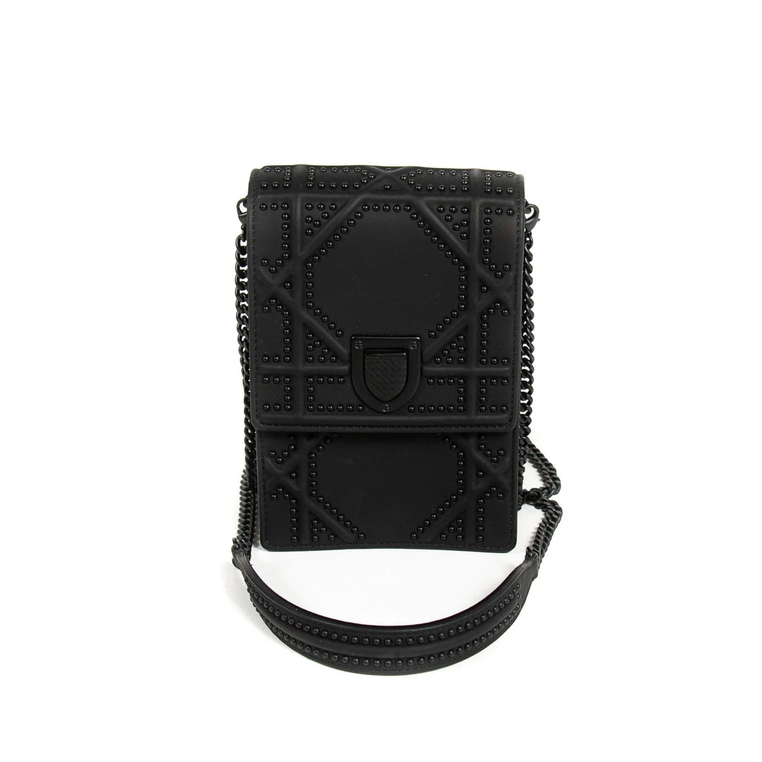 Dior Diorama Black Studded Leather Shoulder Crossbody Bag