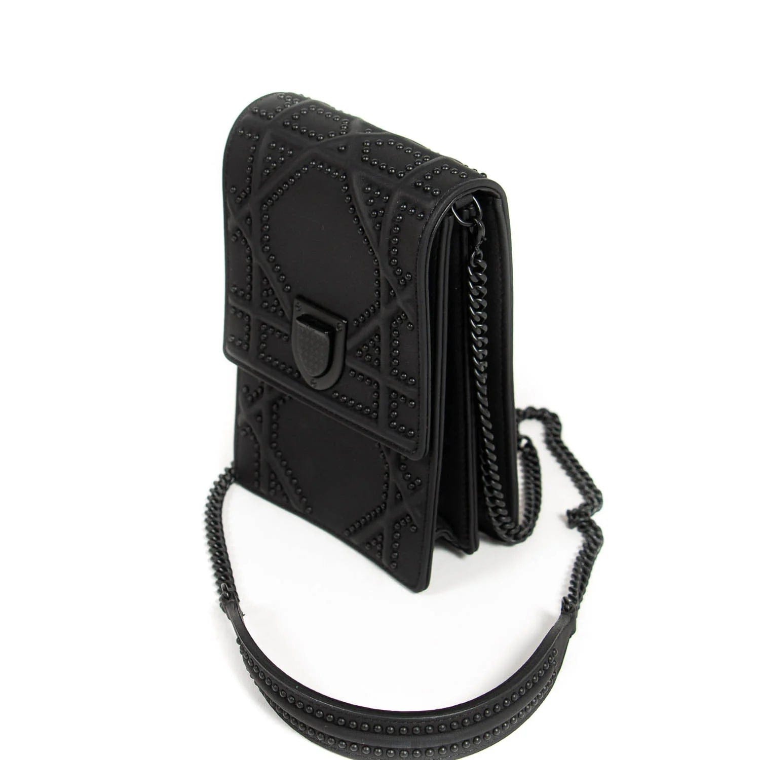 Dior Diorama Black Studded Leather Shoulder Crossbody Bag