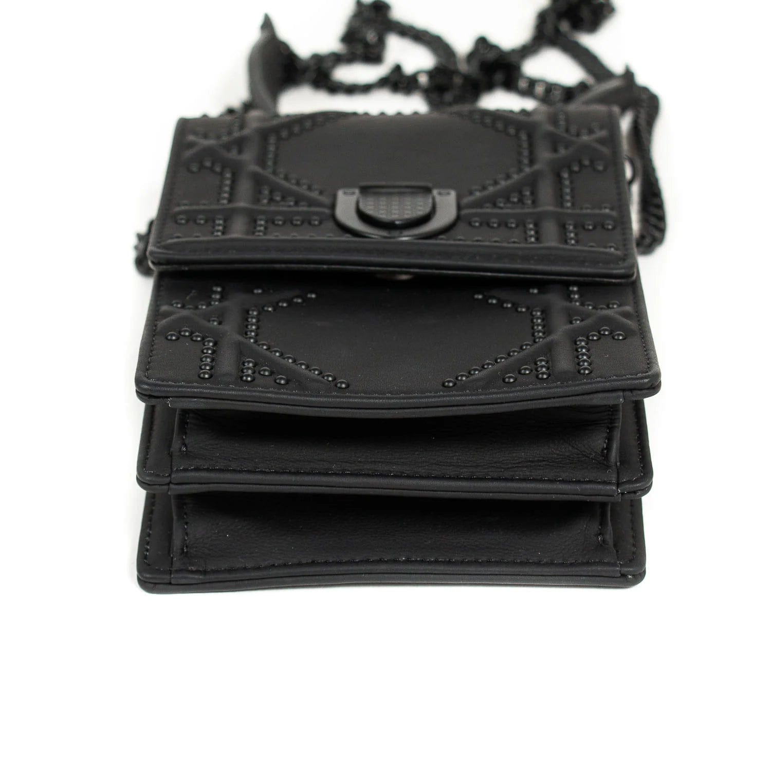 Dior Diorama Black Studded Leather Shoulder Crossbody Bag
