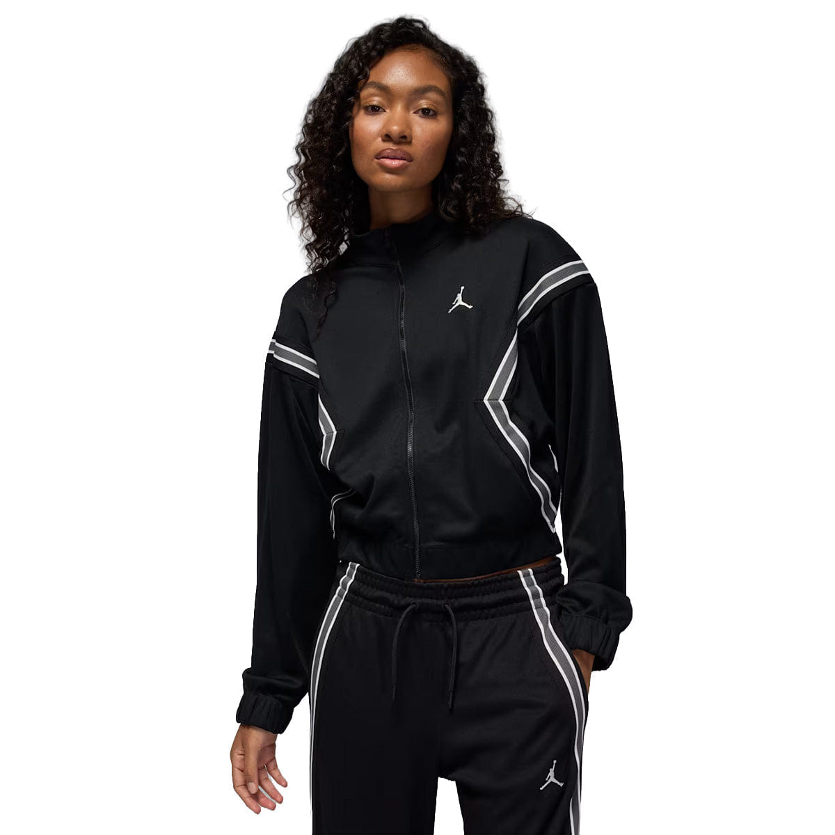 Air Jordan Brooklyn Wmns Full Zip Track Jacket Hooded Draft Jacket Black/Sail
