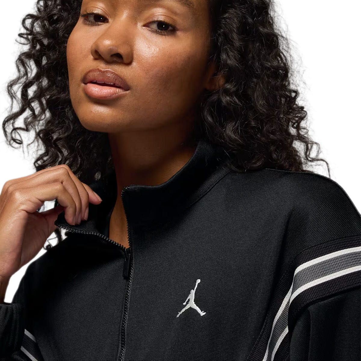 Air Jordan Brooklyn Wmns Full Zip Track Jacket Hooded Draft Jacket Black/Sail