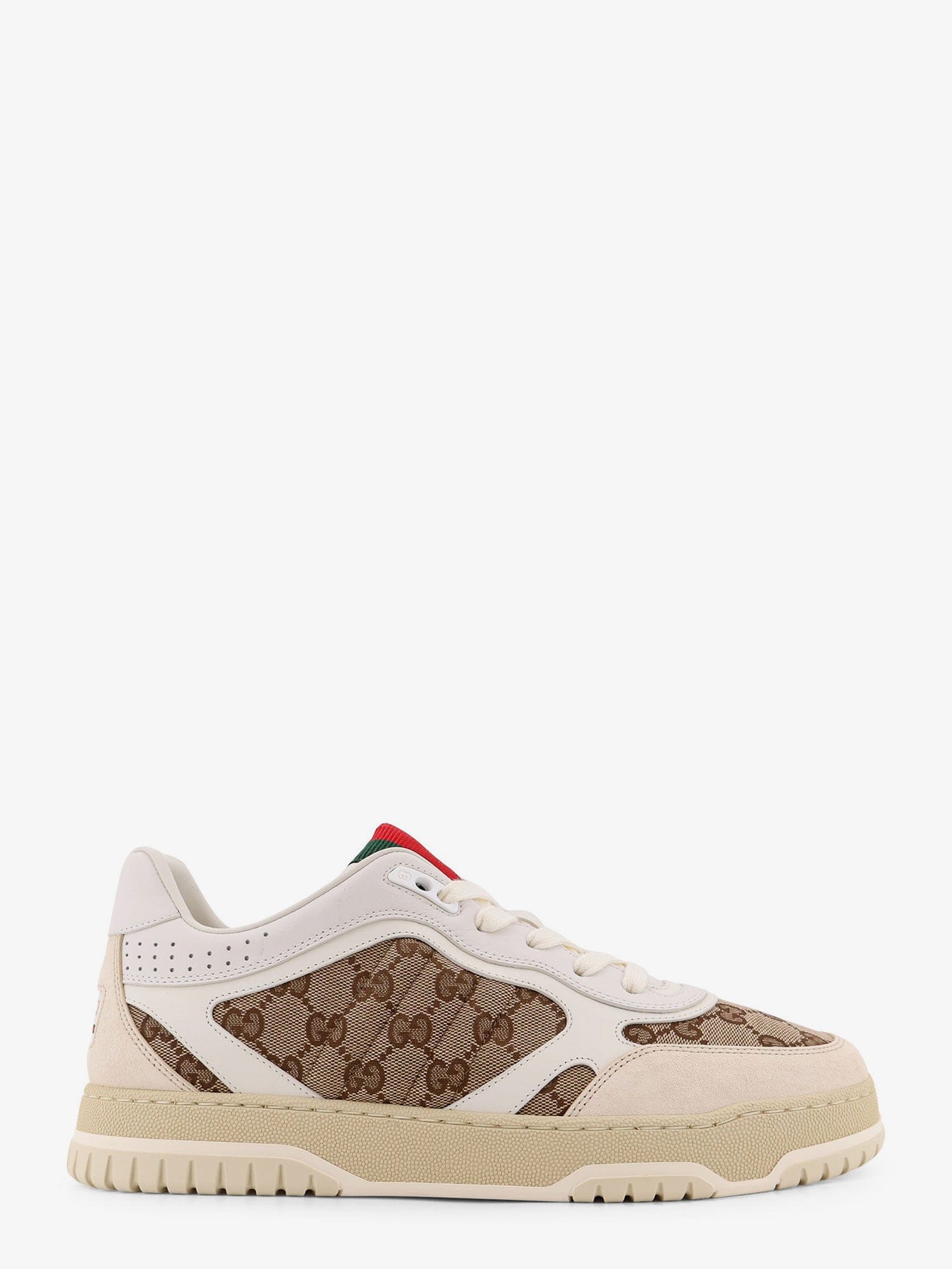 Gucci Leather and suede Low - top Re - Web sneakers with GG Supreme fabric inserts