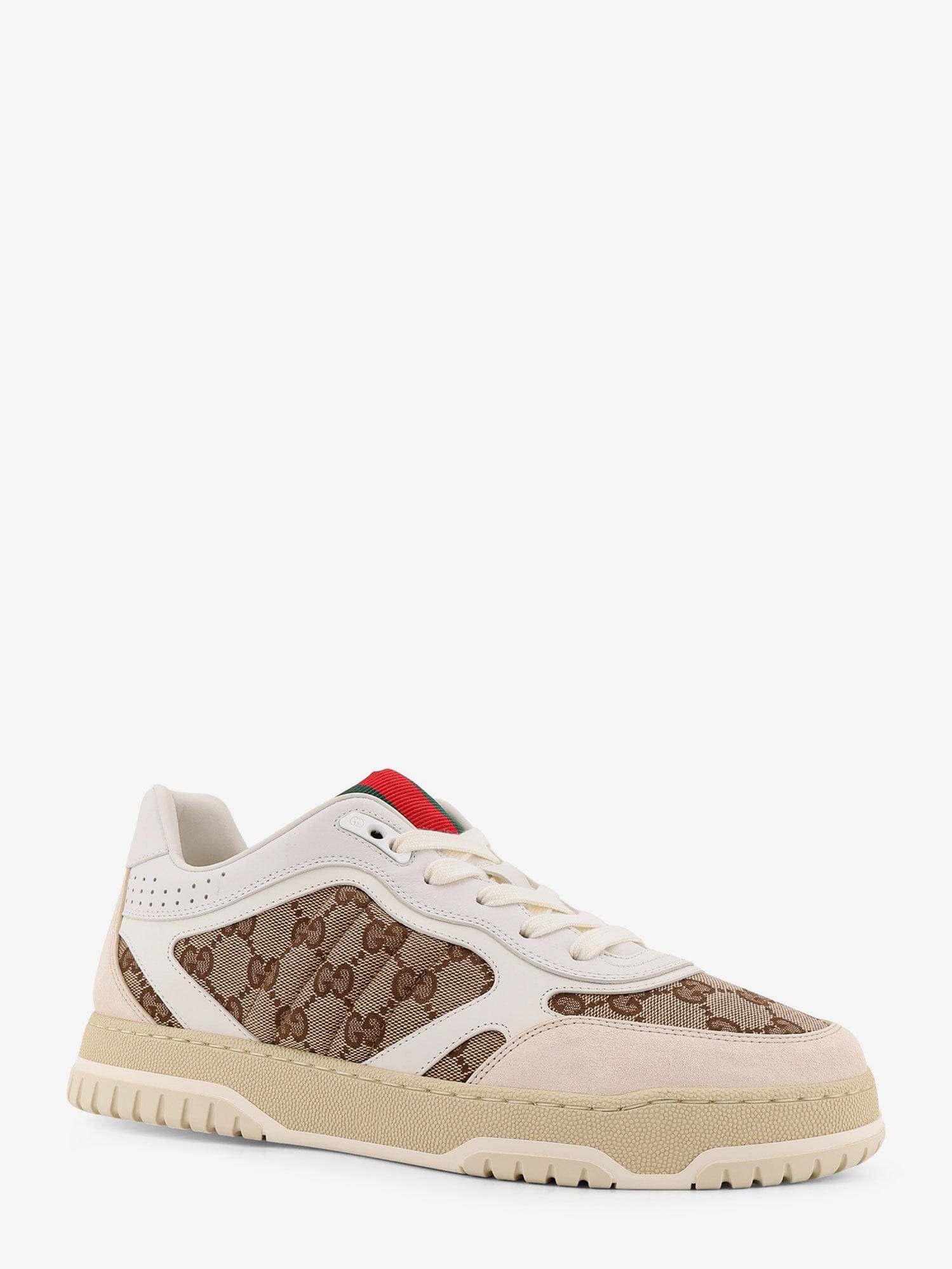 Gucci Leather and suede Low - top Re - Web sneakers with GG Supreme fabric inserts