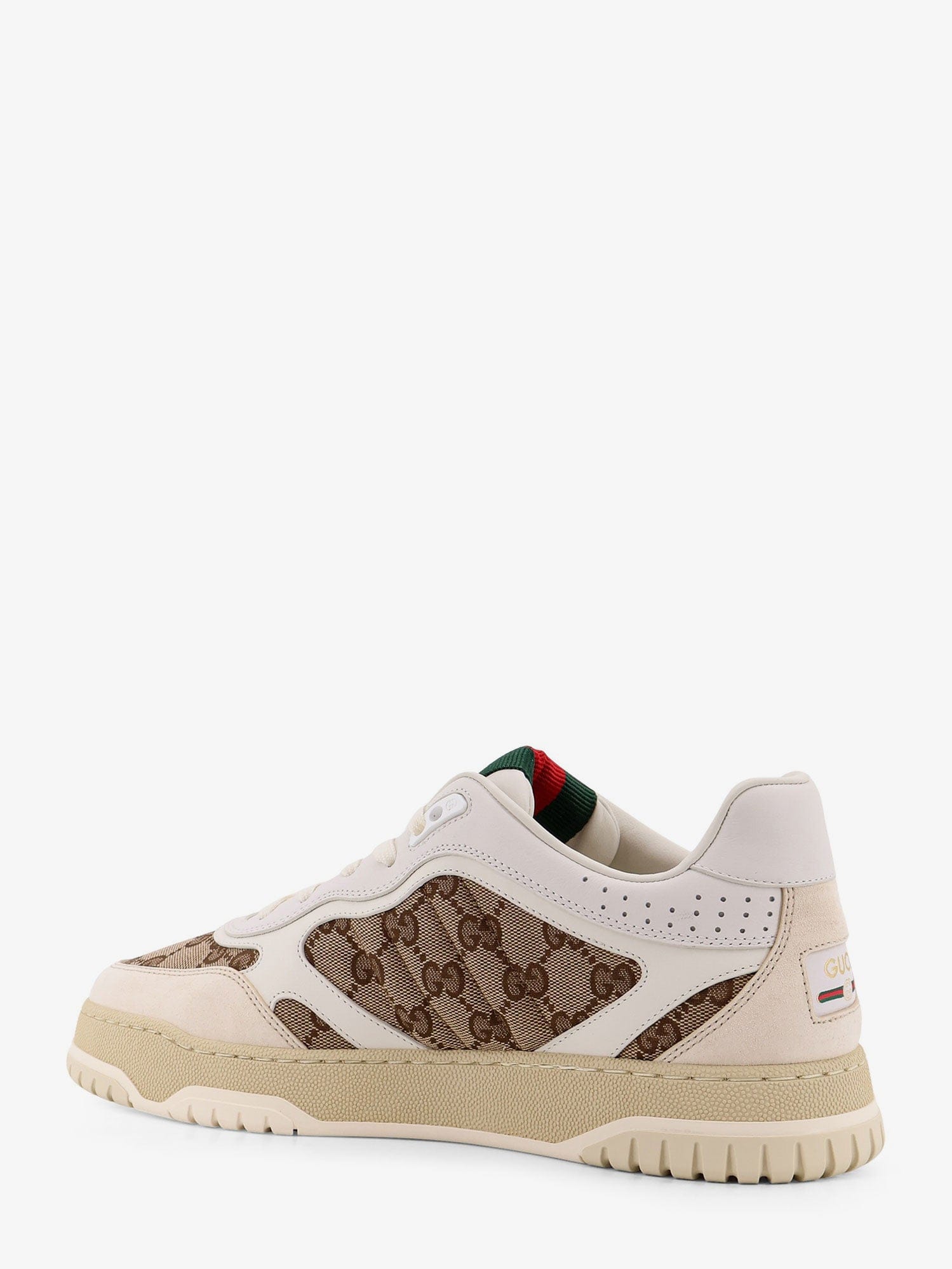 Gucci Leather and suede Low - top Re - Web sneakers with GG Supreme fabric inserts