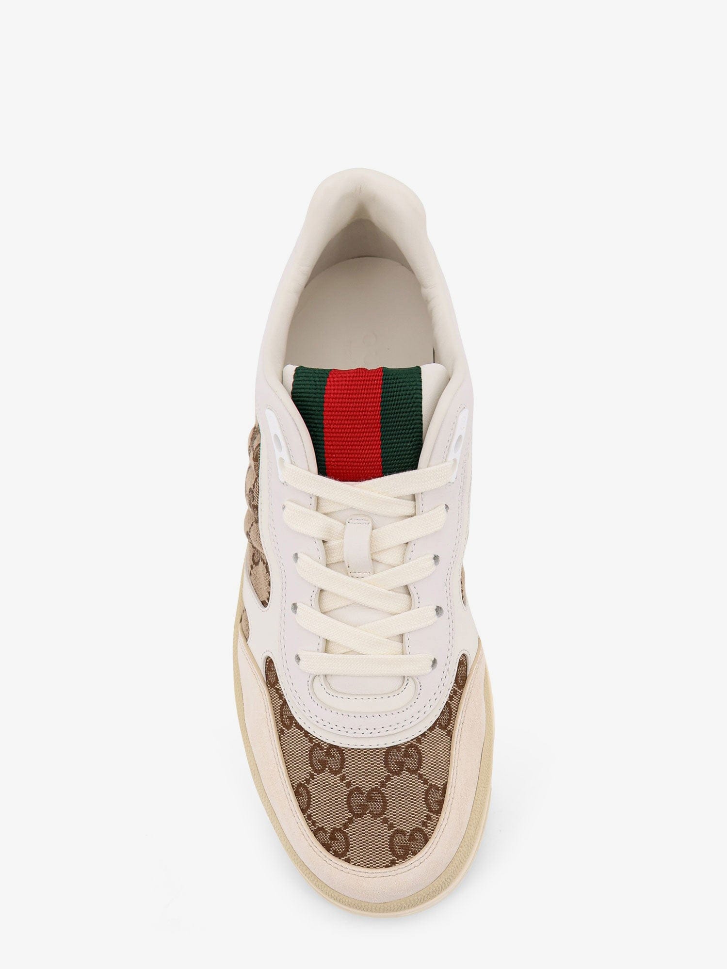 Gucci Leather and suede Low - top Re - Web sneakers with GG Supreme fabric inserts
