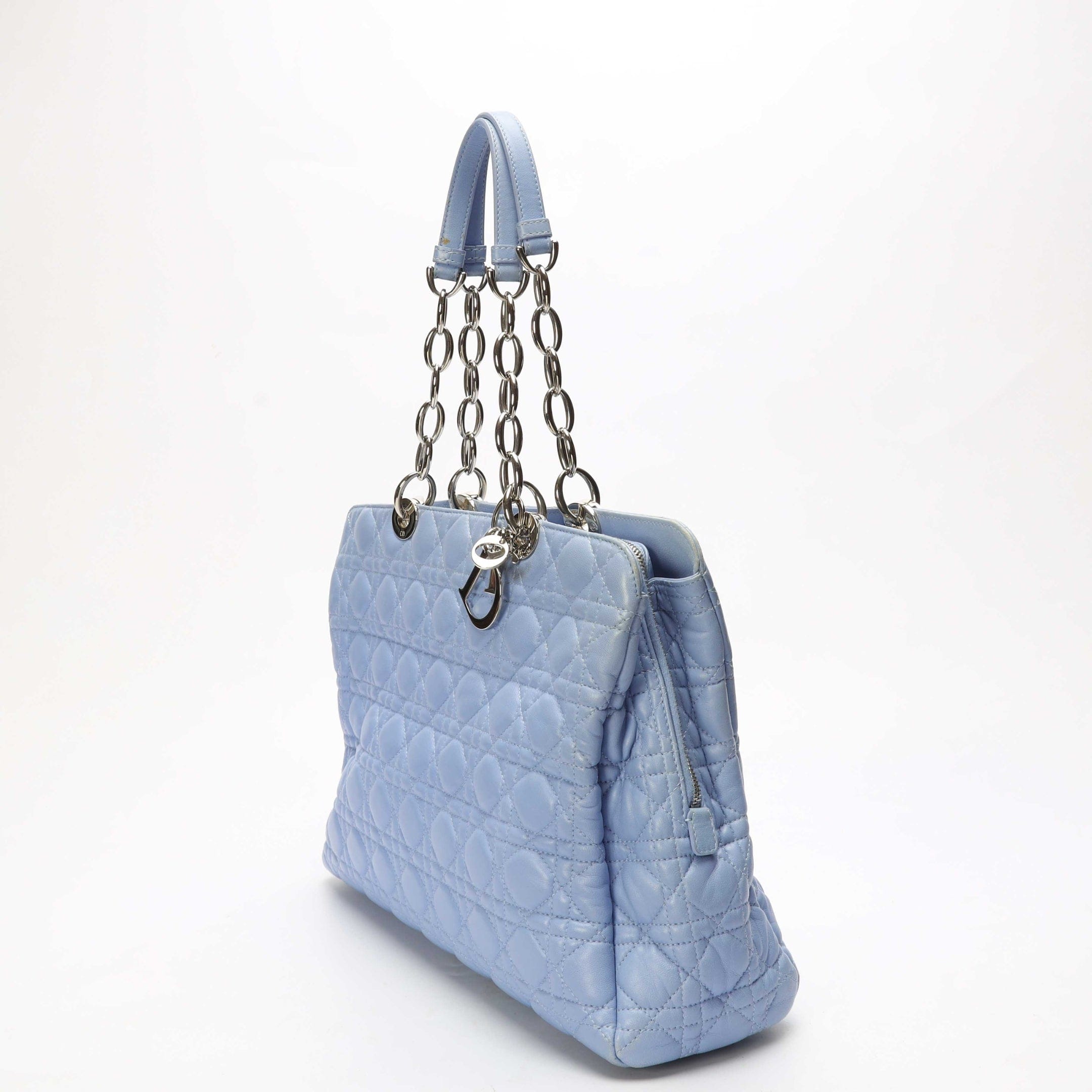 Dior Blue Cannage Leather Soft Lady Dior Tote