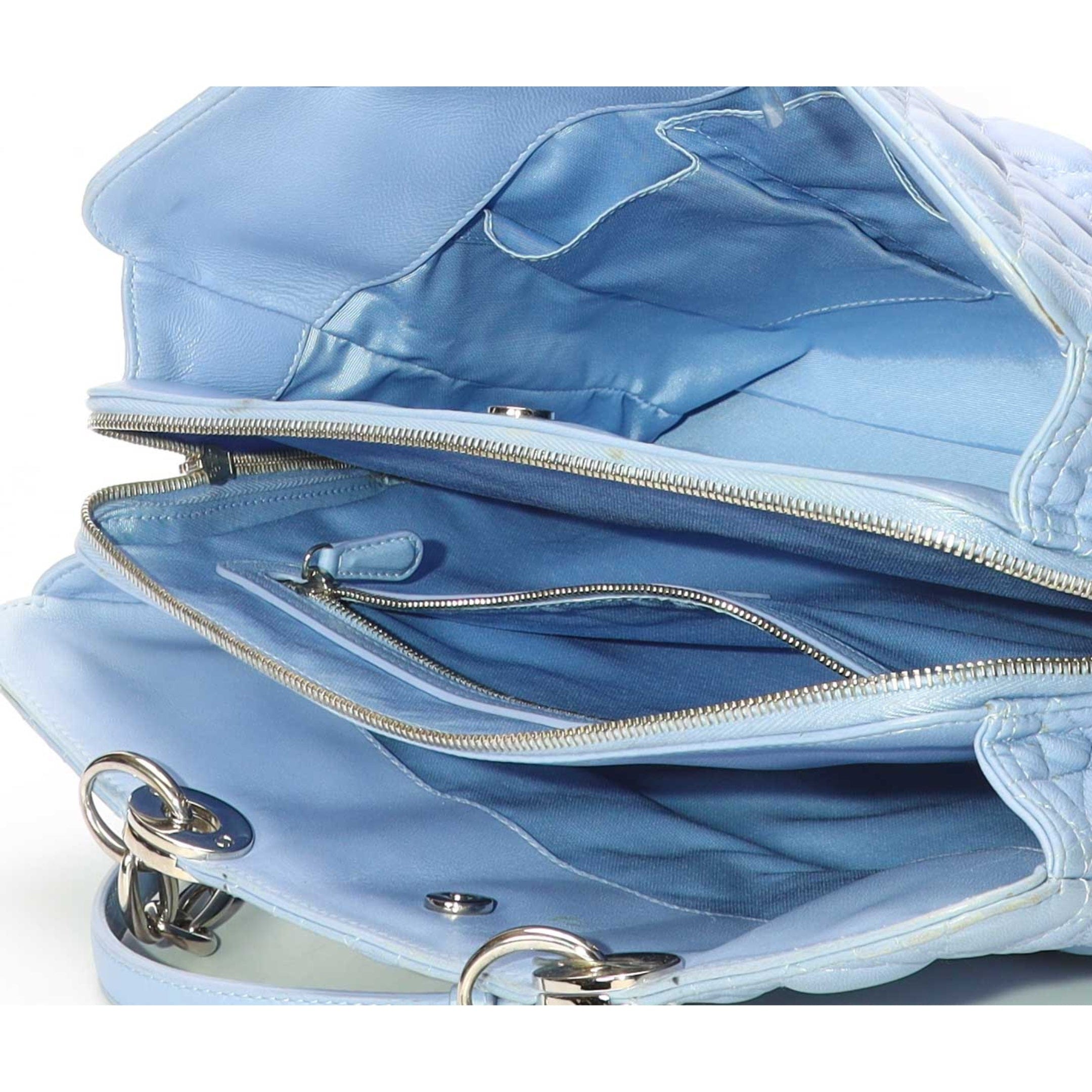 Dior Blue Cannage Leather Soft Lady Dior Tote