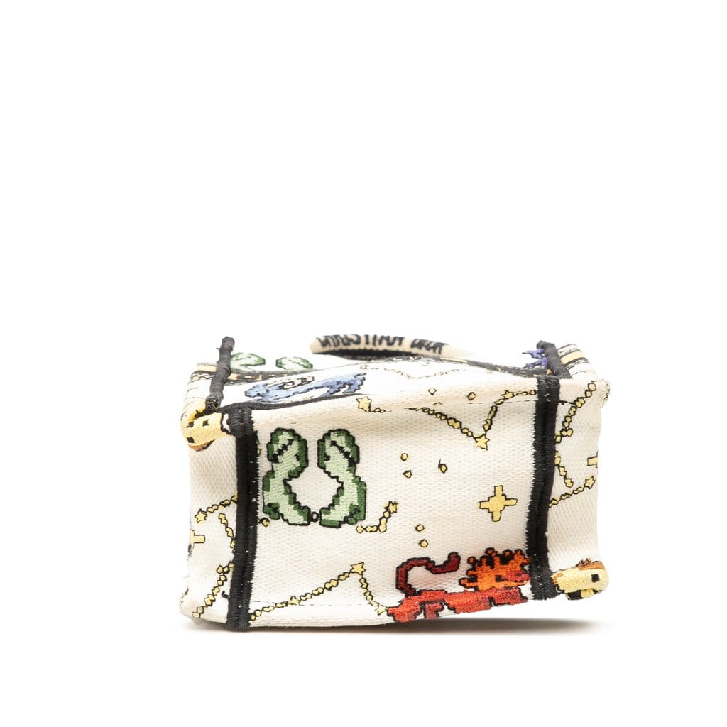 Dior Mini Embroidered Canvas Pixel Zodiac Vertical Book Tote