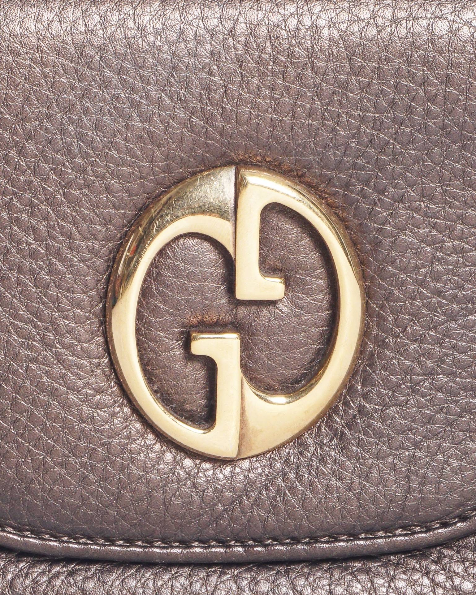 Gucci 1973 Metallic Pebbled Leather Small Chain Crossbody Bag