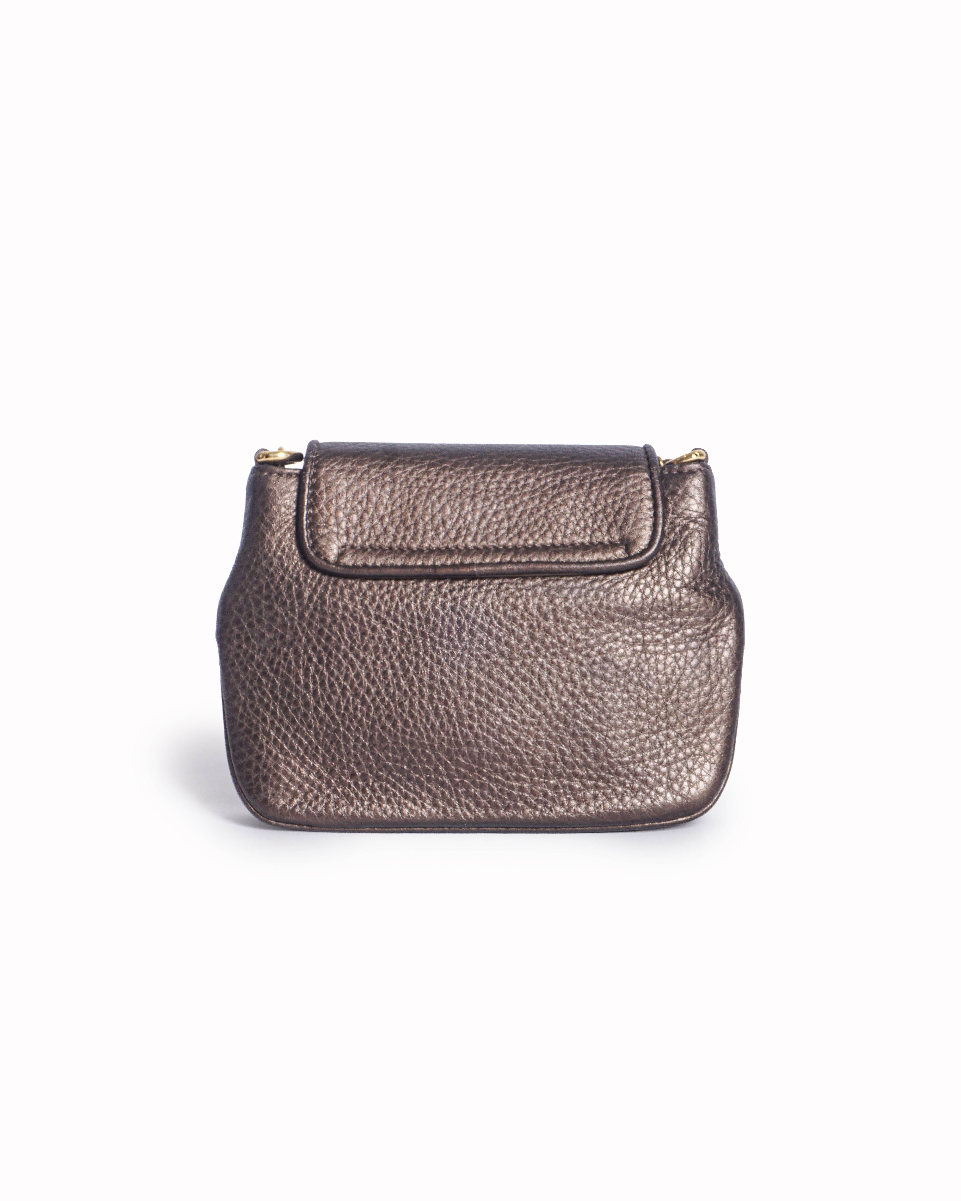 Gucci 1973 Metallic Pebbled Leather Small Chain Crossbody Bag