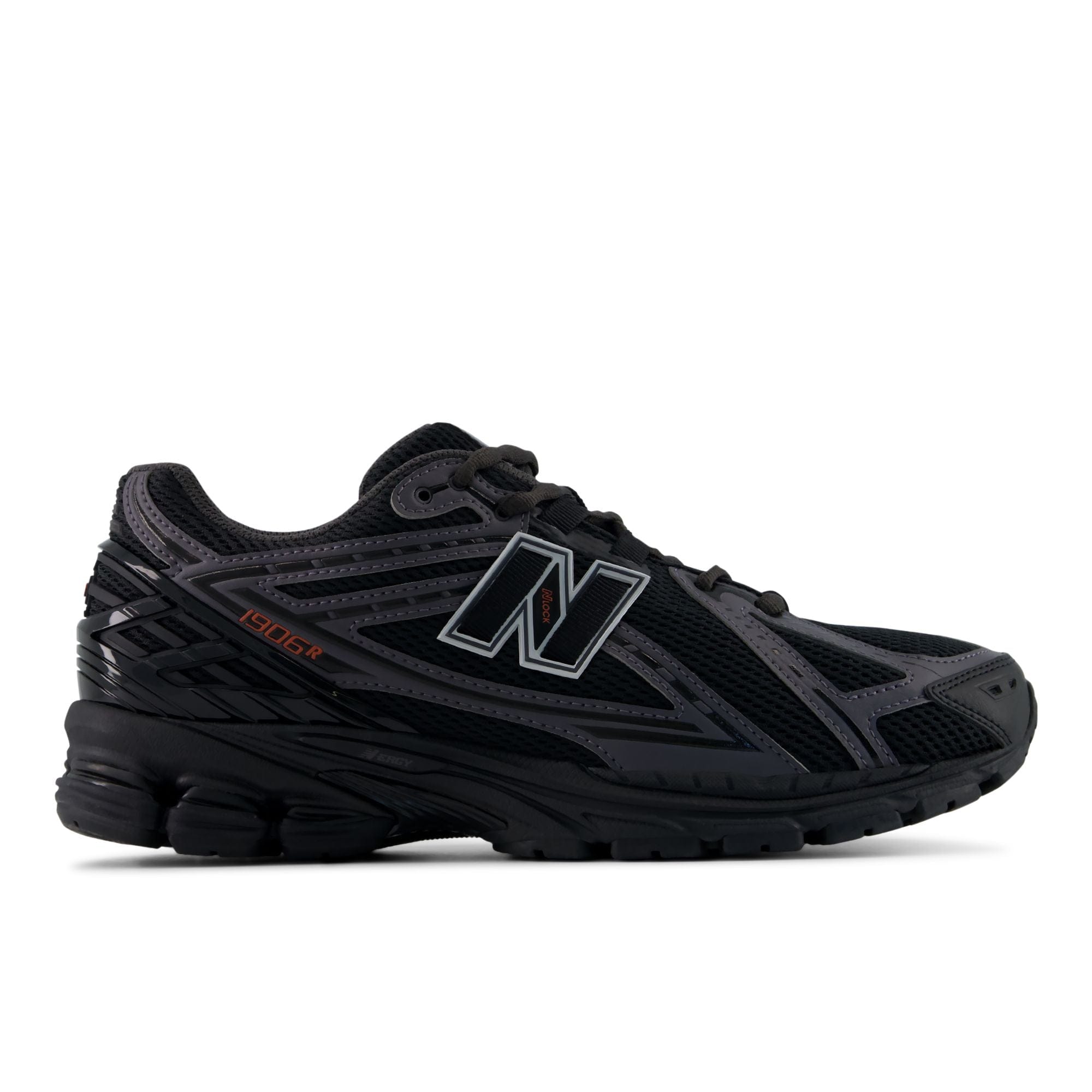 New Balance 1906R – Black with Hot Tomato