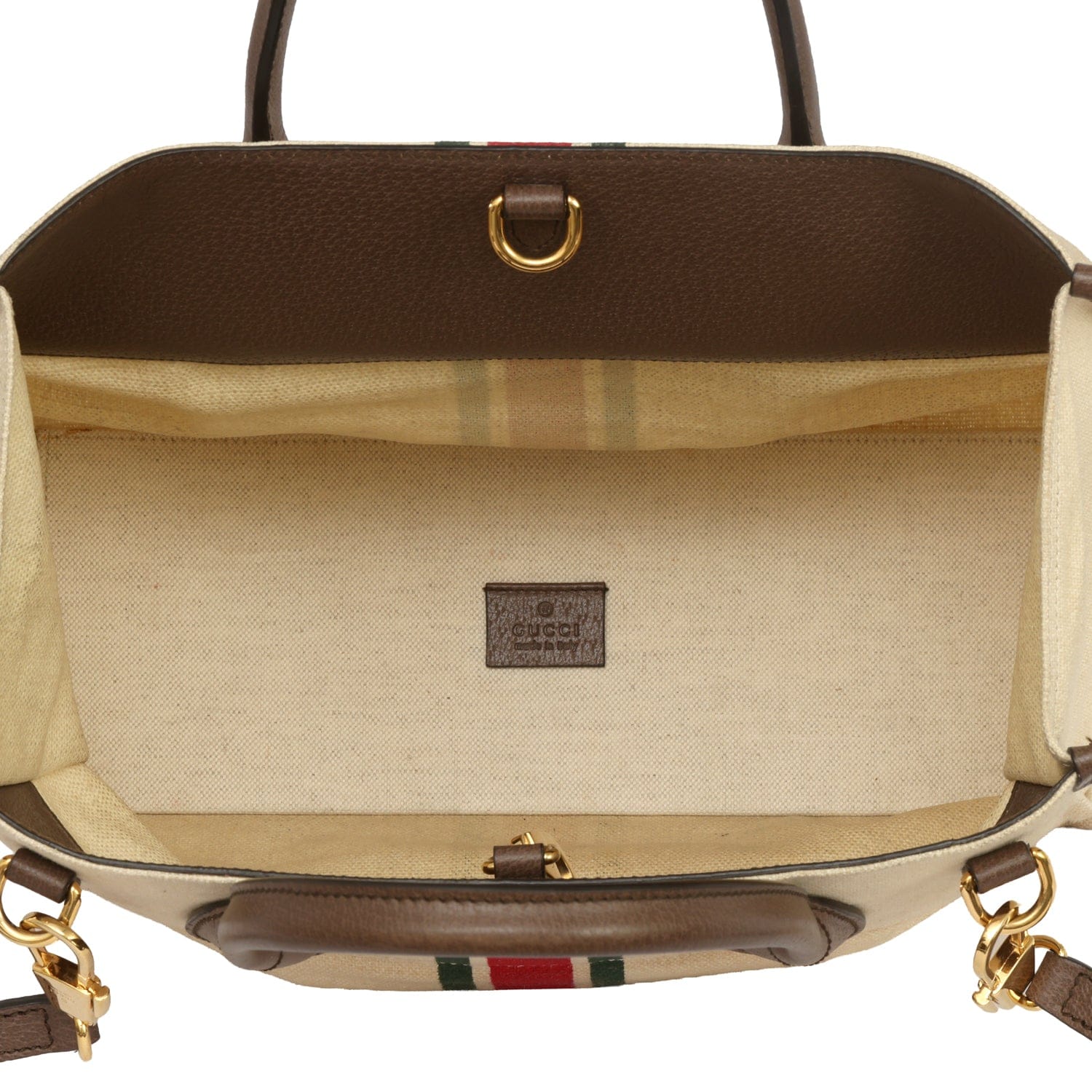 GUCCI CANVAS CALFSKIN WEB RETRO INTERLOCKING G TOTE BAG