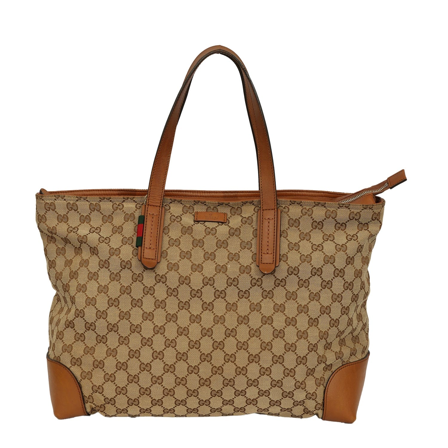 GUCCI GG CANVAS WEB SHERRY LINE TOTE BAG