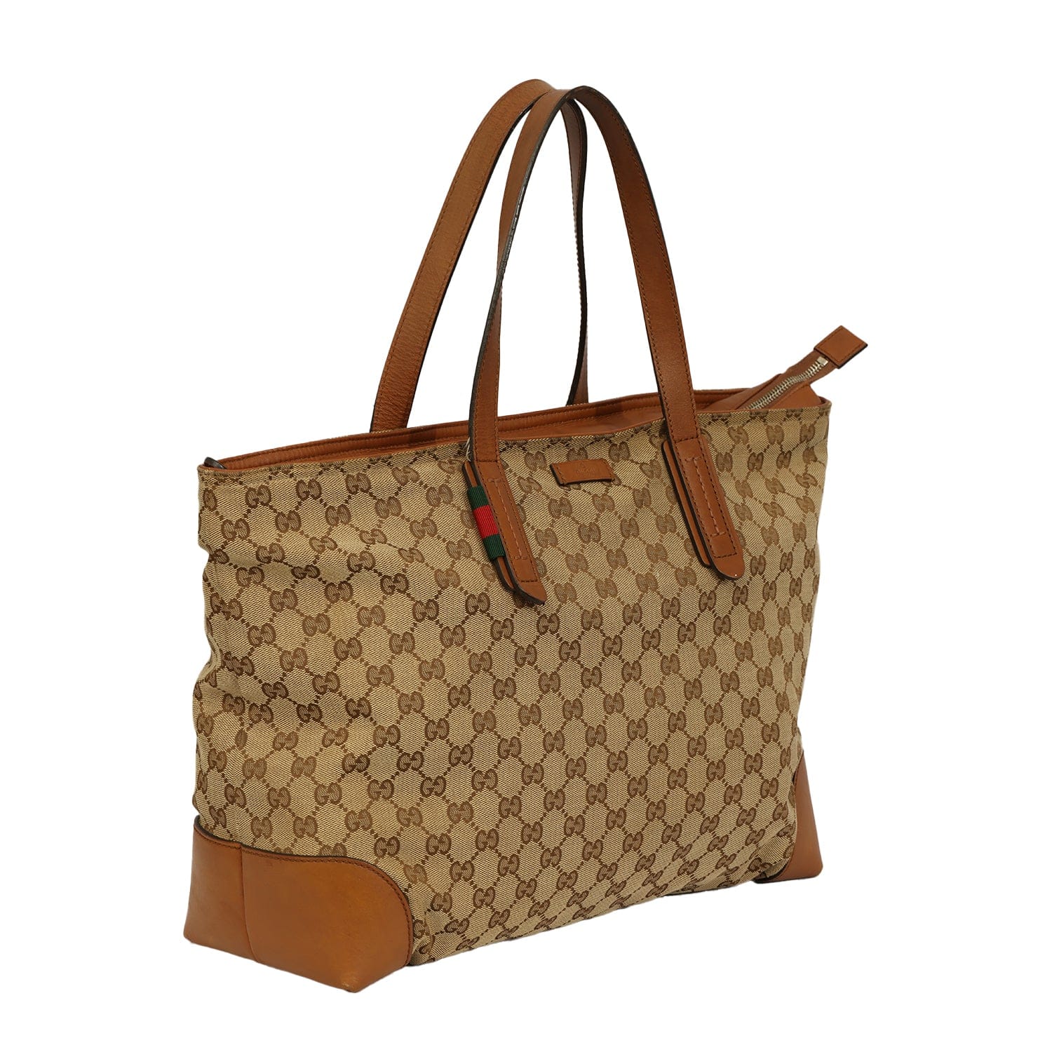 GUCCI GG CANVAS WEB SHERRY LINE TOTE BAG