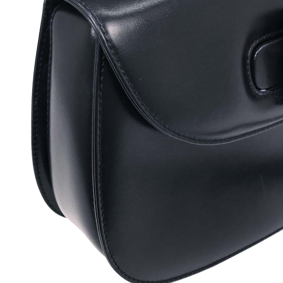 Gucci Navy Bamboo 2way Shoulder Handbag