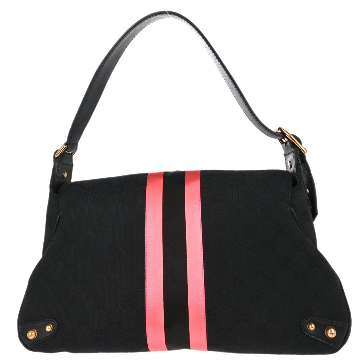 Gucci Black Pink Canvas GG Horsebit Handbag