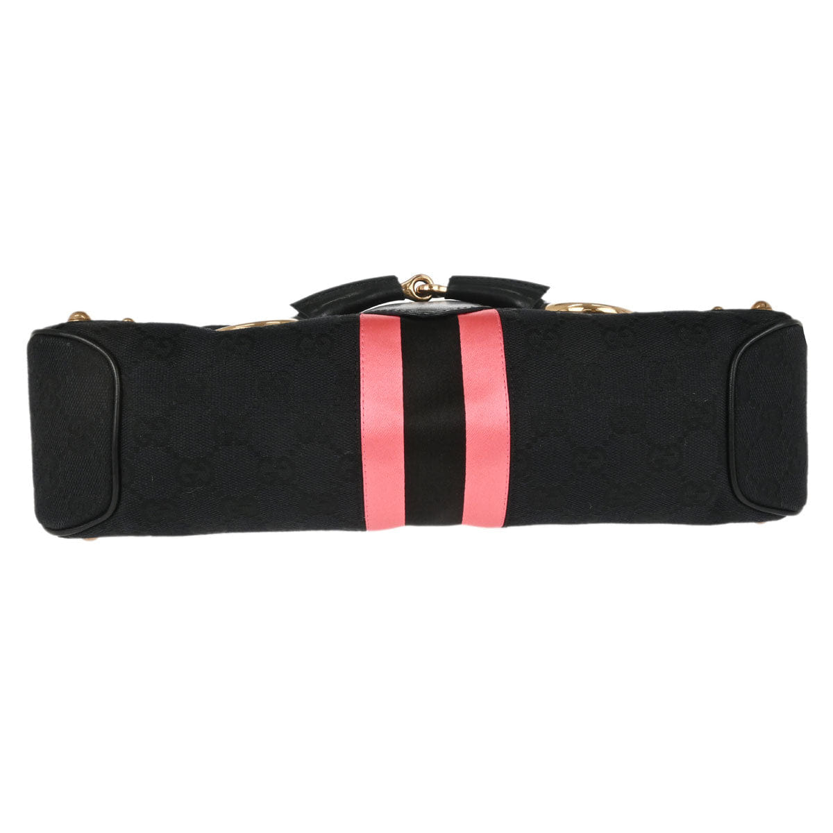 Gucci Black Pink Canvas GG Horsebit Handbag