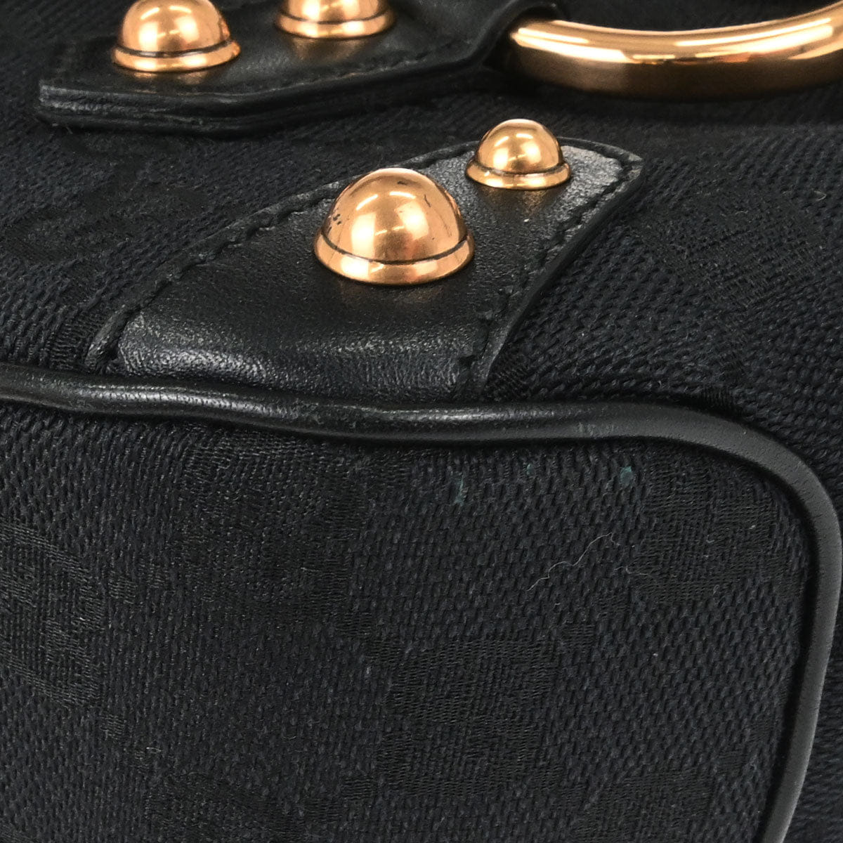 Gucci Black Pink Canvas GG Horsebit Handbag