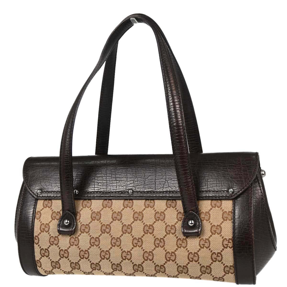 Gucci Brown GG Canvas Bamboo Handbag
