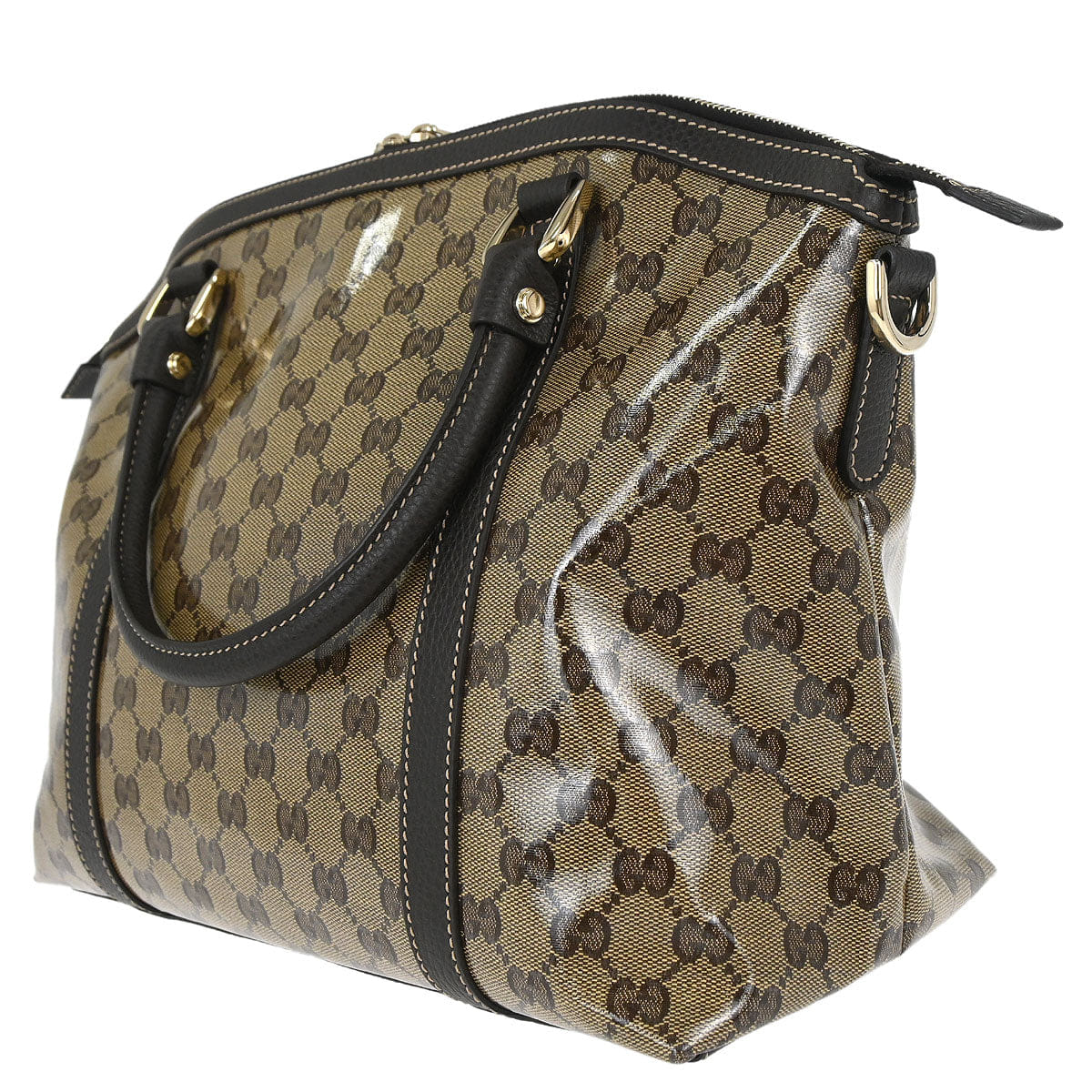 Gucci Brown PVC GG Charm Dome Satchel 2way Shoulder Handbag