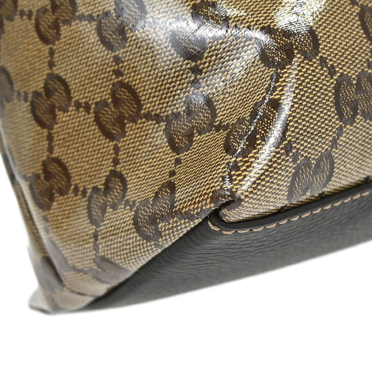 Gucci Brown PVC GG Charm Dome Satchel 2way Shoulder Handbag