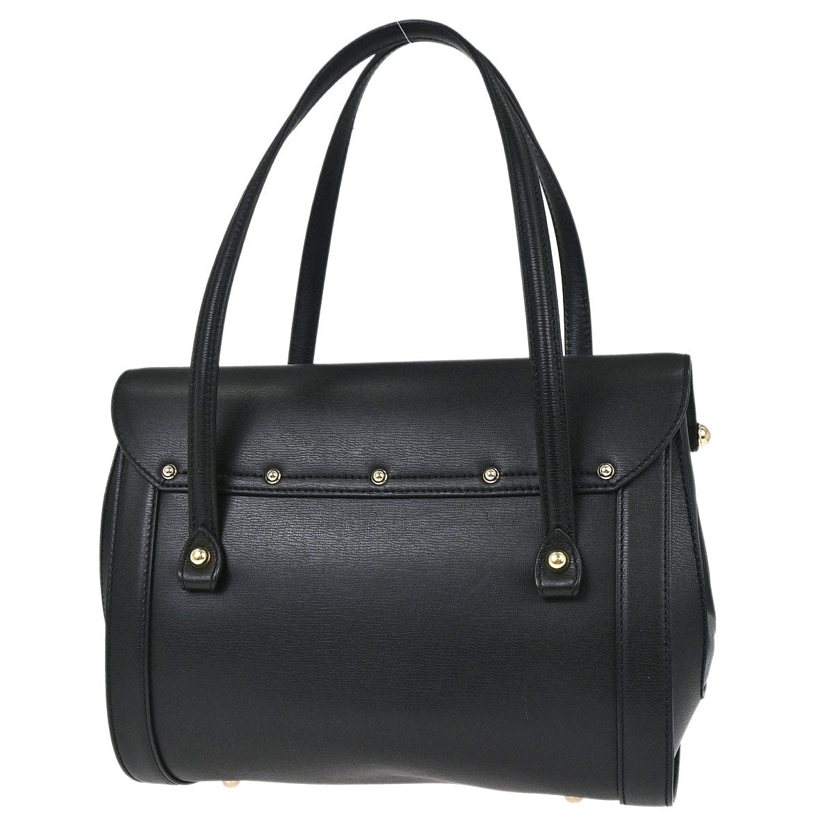 Gucci Black Leather Bamboo Handbag