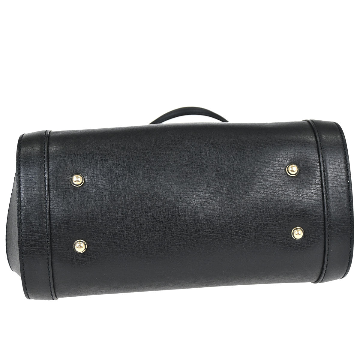 Gucci Black Leather Bamboo Handbag