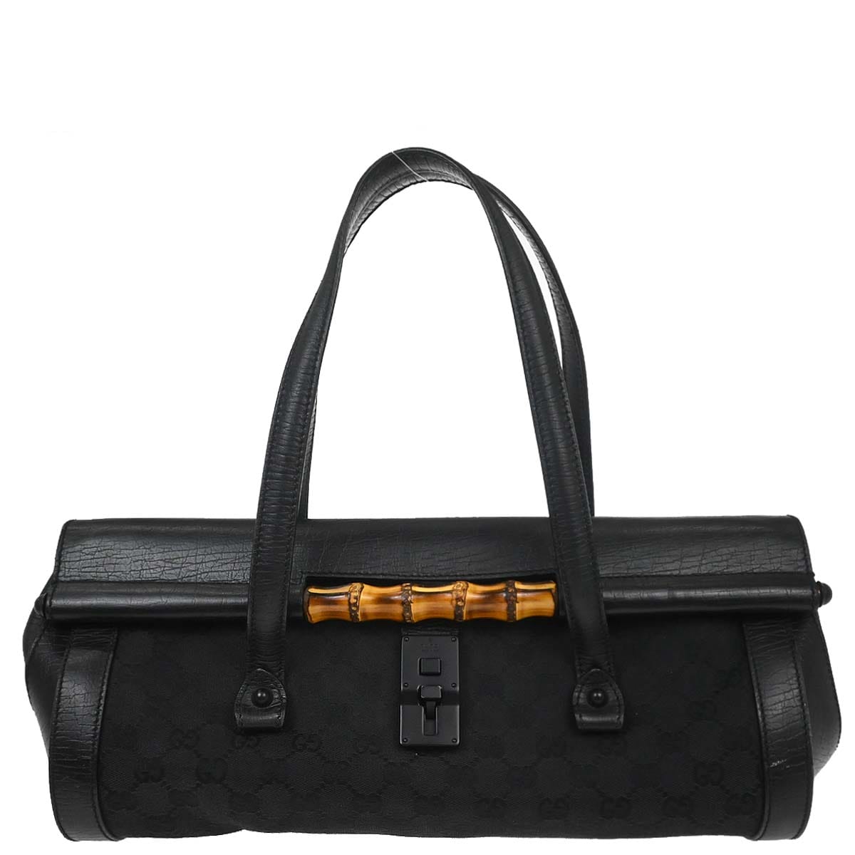 Gucci Black Bamboo GG Handbag