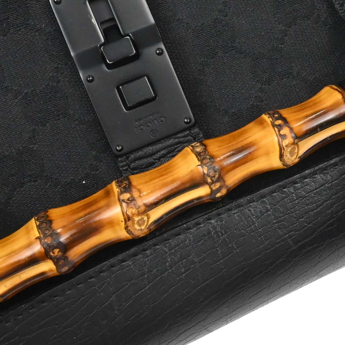 Gucci Black Bamboo GG Handbag