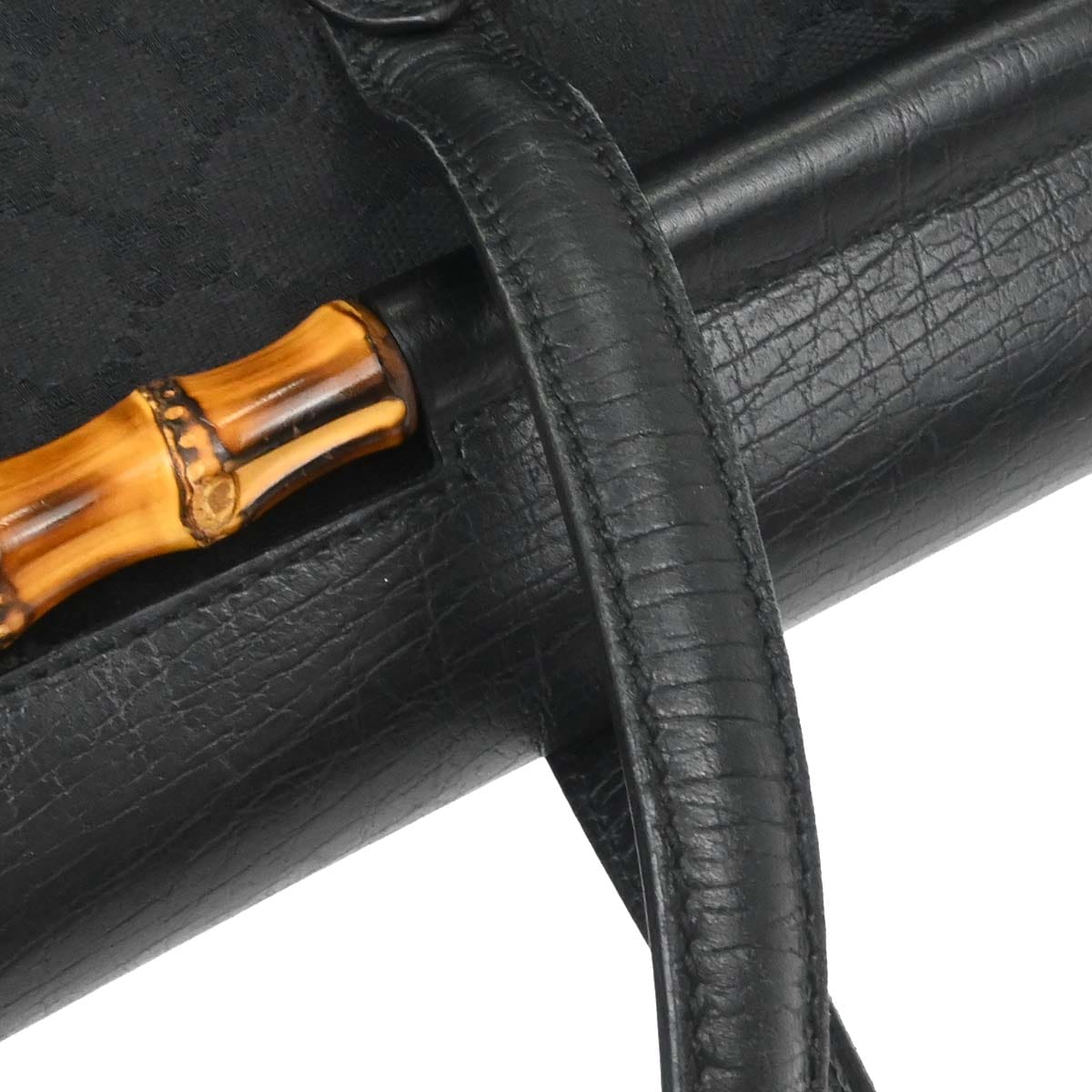 Gucci Black Bamboo GG Handbag