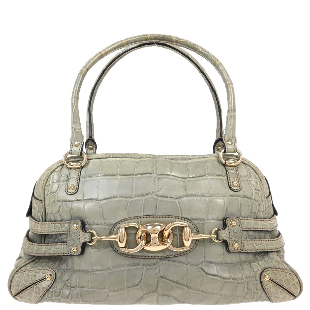 Gucci * Green Crocodile Bamboo Horsebit Handbag