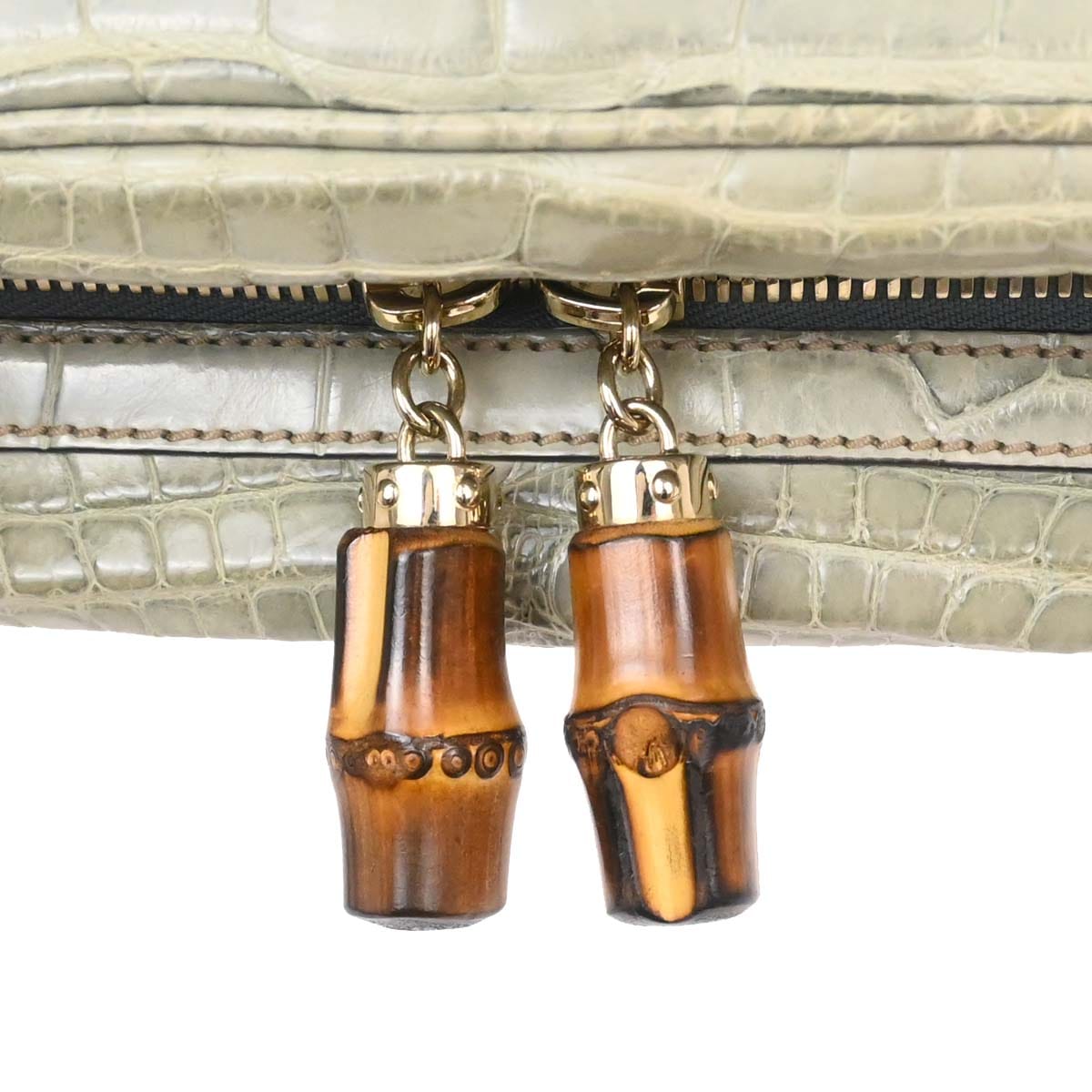 Gucci * Green Crocodile Bamboo Horsebit Handbag