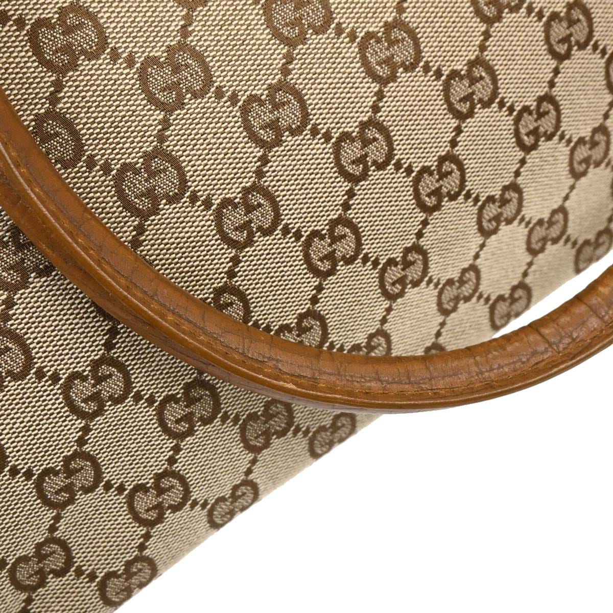 Gucci Brown Beige Bamboo GG Tote Bag