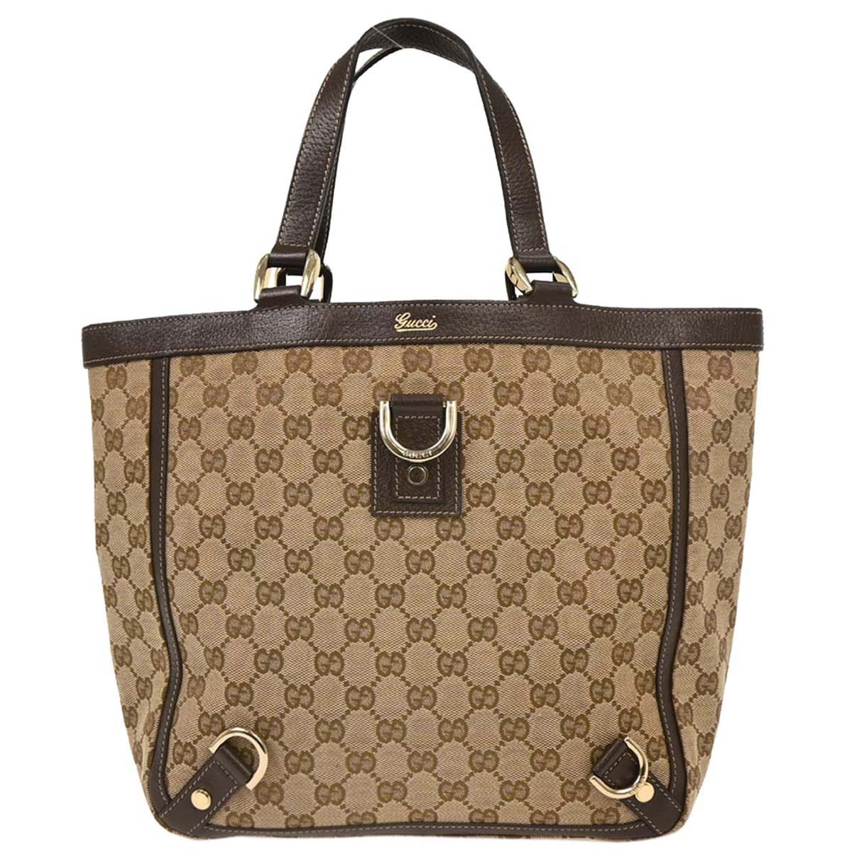 Gucci Beige Canvas GG Abbey D Ring Tote Handbag