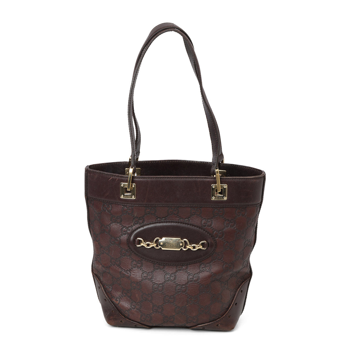 Gucci Brown Guccissima Leather Chain Small Tote Bag