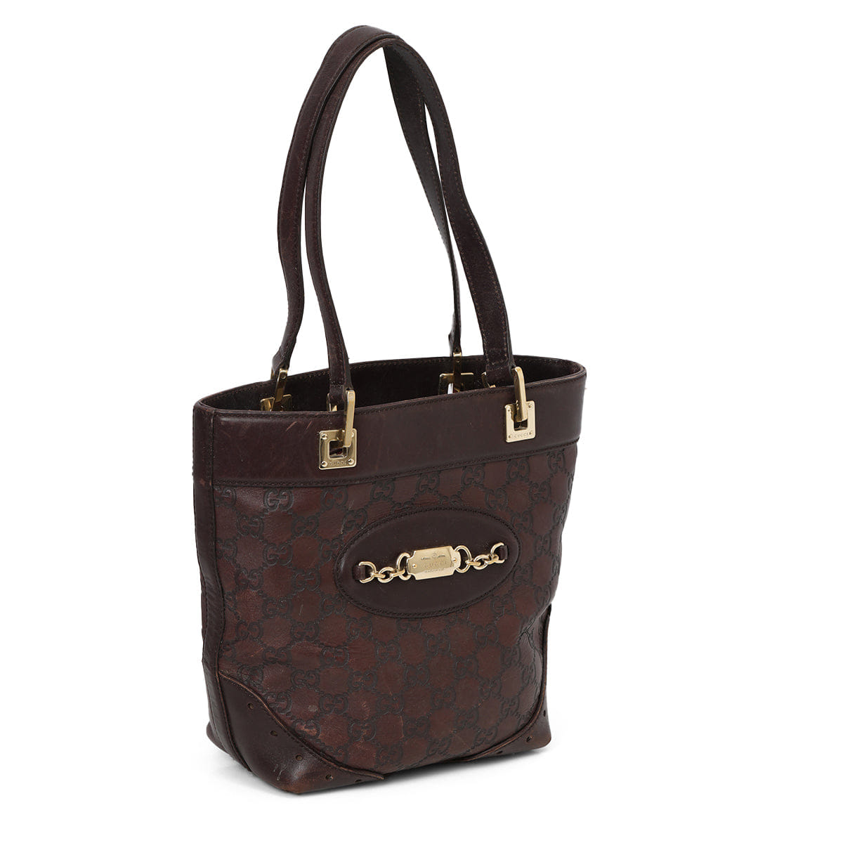 Gucci Brown Guccissima Leather Chain Small Tote Bag