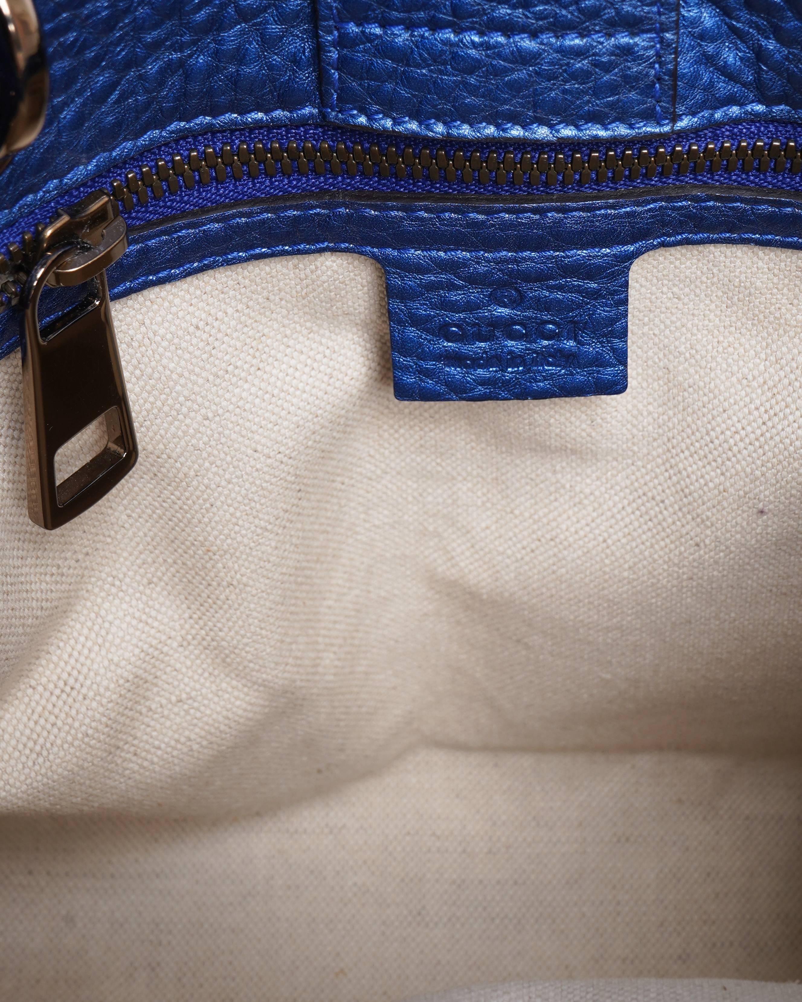 Gucci bamboo shopper tote in blue leather