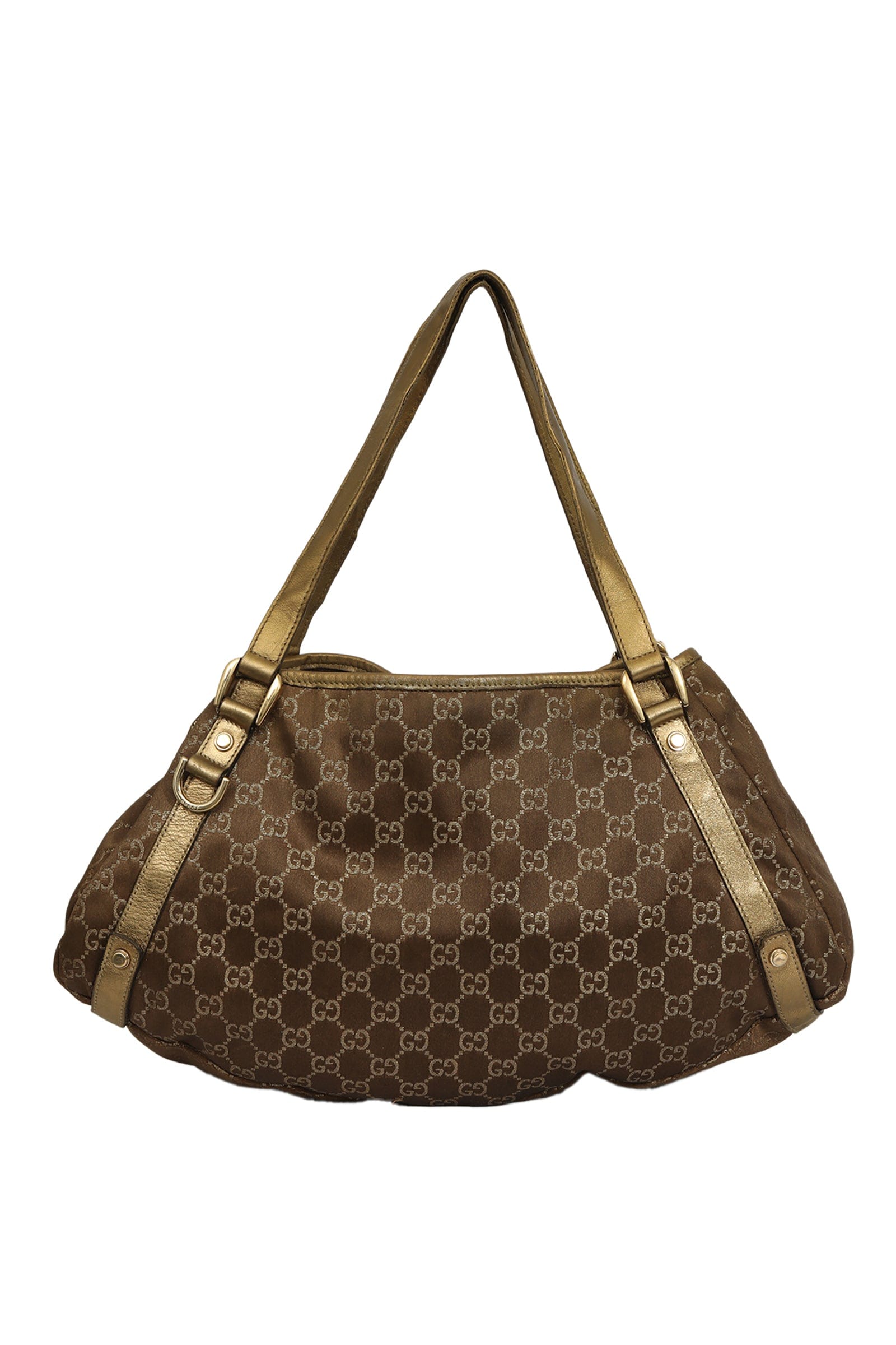 Gucci Gold Metallic Monogram Abbey D - Ring Tote