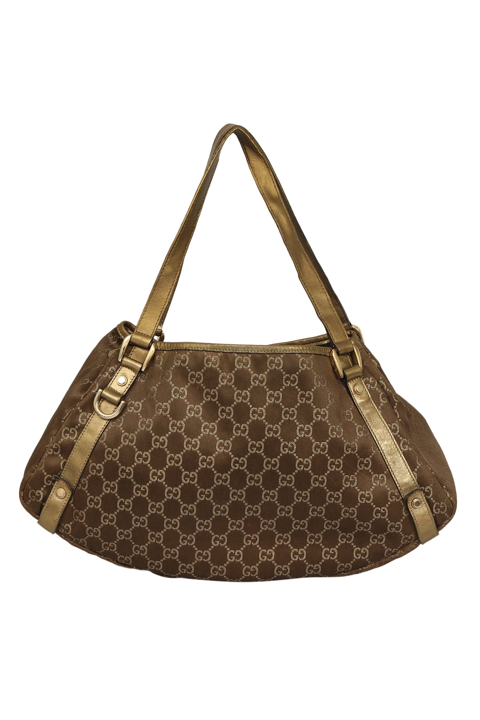 Gucci Gold Metallic Monogram Abbey D - Ring Tote