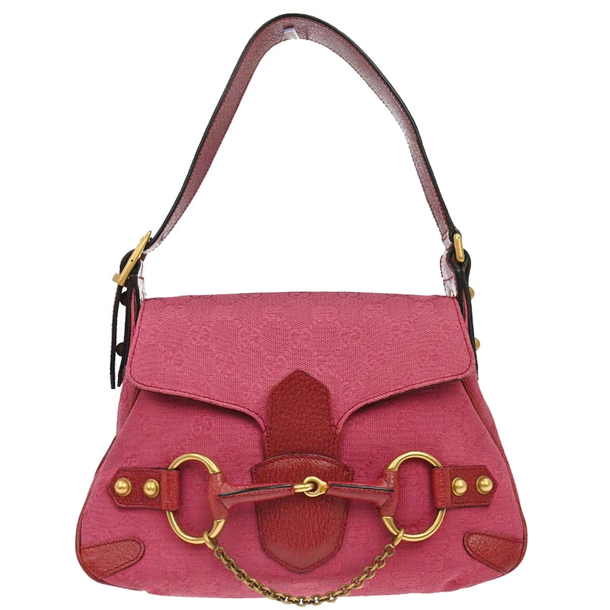 Gucci Pink GG Canvas Horsebit Handbag